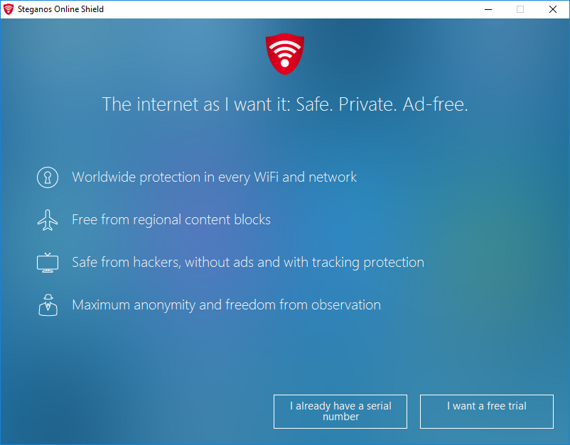 Steganos Online Shield VPN - L'internet comme je le veux : En sécurité. Privé. Sans publicité - Windows 10 / 8 / 7 / XP(32-/64-bit) [Téléchargement]