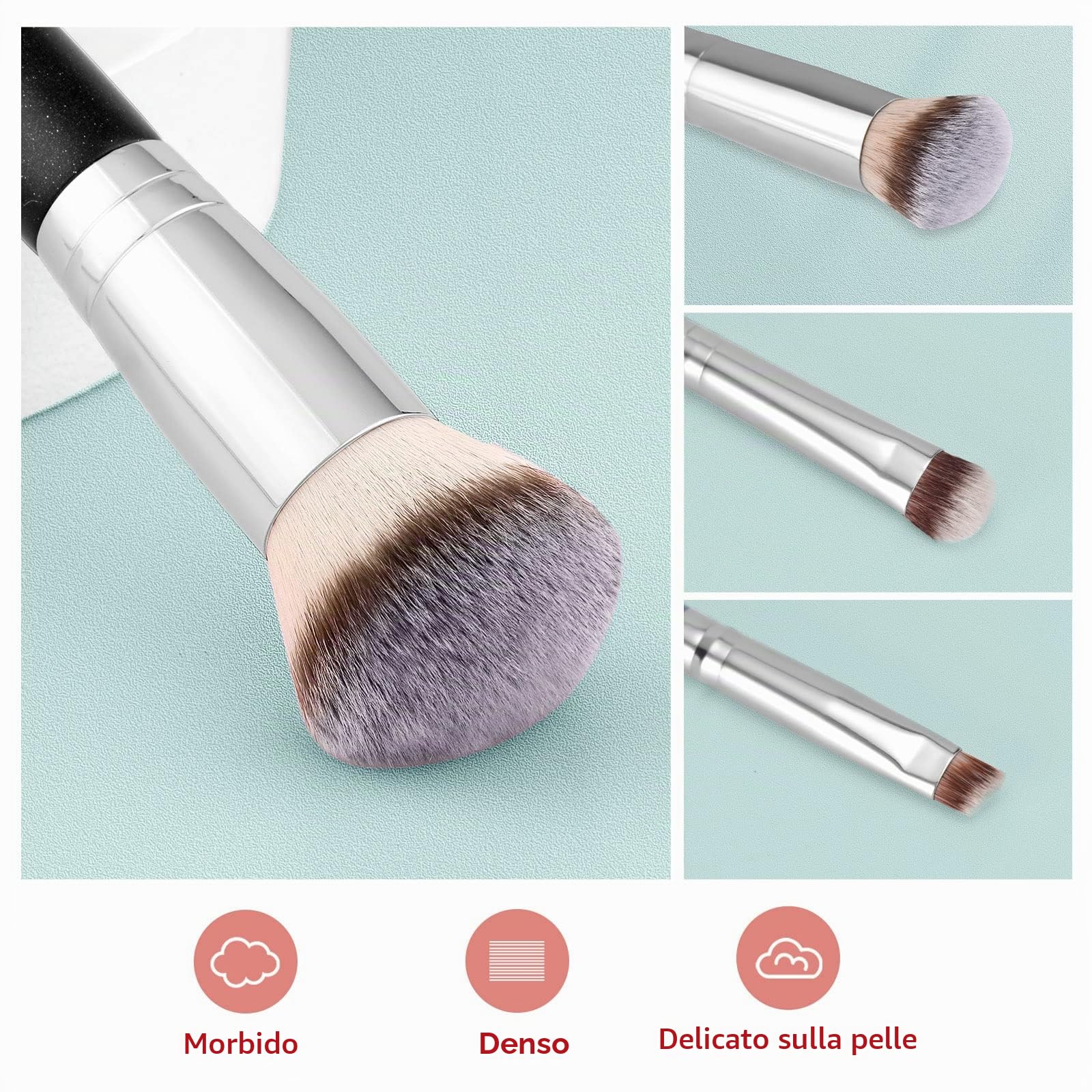 Pennello Fondotinta Start Maker 2 pezzi Doppio Terminale 2-in-1 Kabuki Pennelli Make Up per Fondotinta Liquido, Cipria, Blush, Correttore, Ombretto, Contouring Viso Pennello Trucco