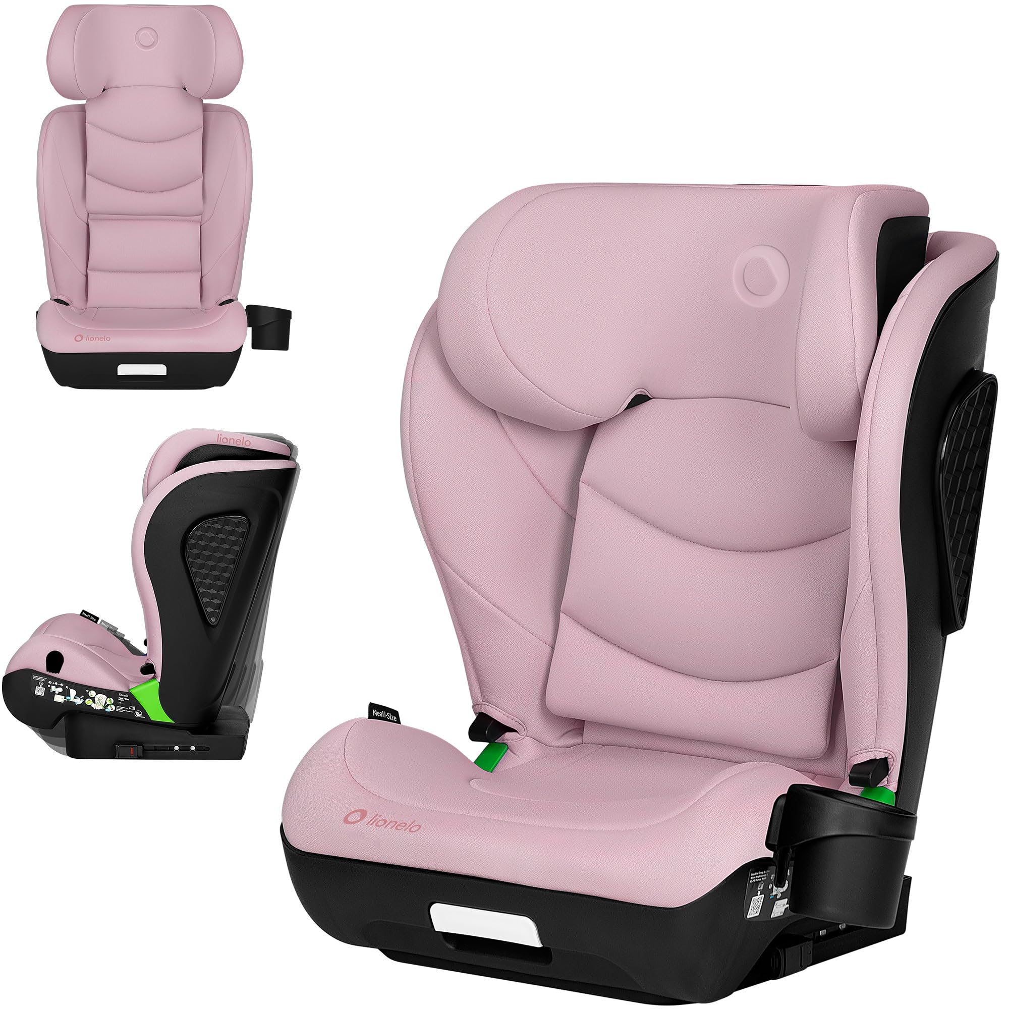 LIONELO NEAL I-SIZE Kindersitz, Gruppe 2 3, von 100-150 cm | Von ca. 3 bis 12 Jahren Befestigung ISOFIX oder ohne Gurte Verstellbare Kopfstütze Seitenschutz Armlehnen Standard R129