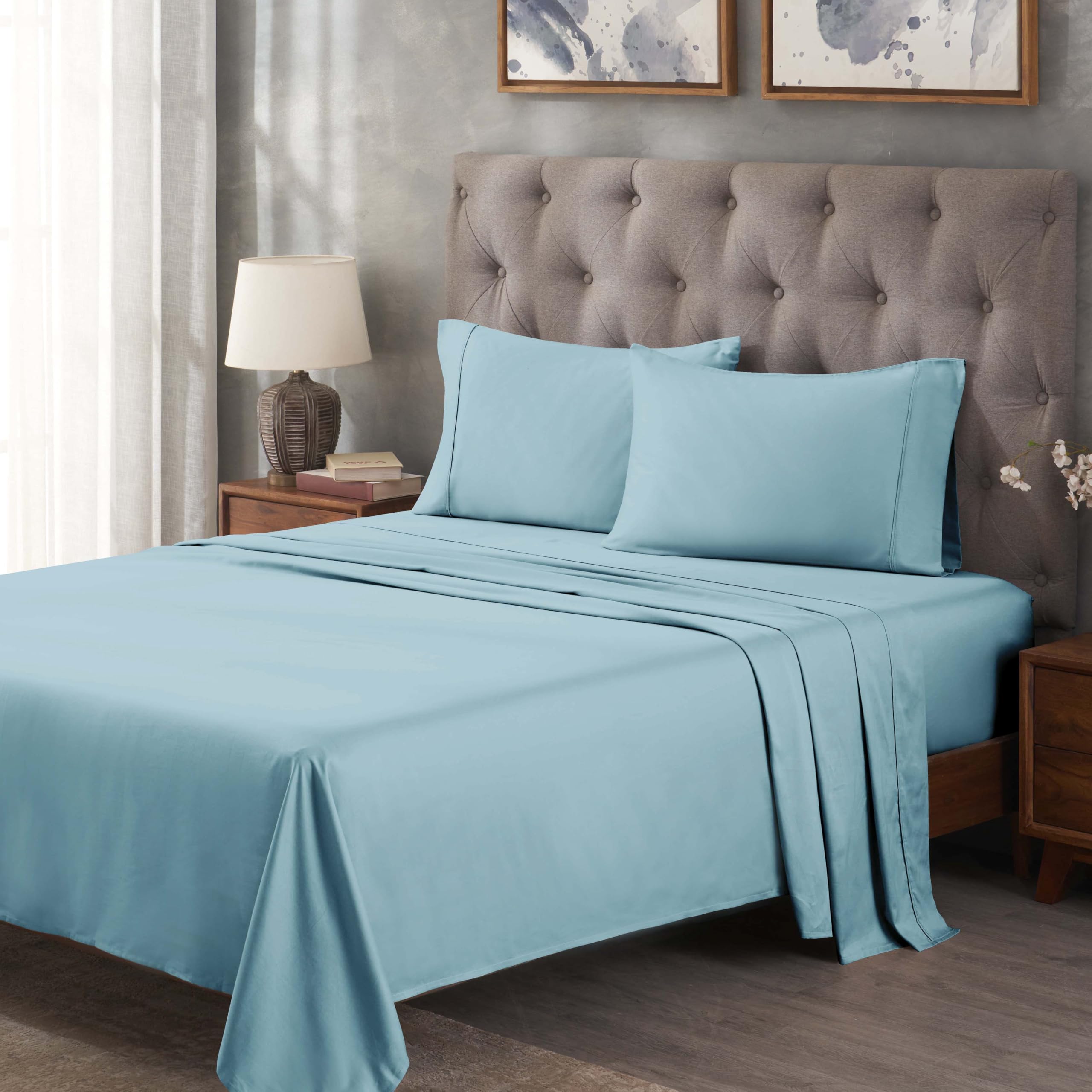 Parure de lit coton égyptien fini les draps qui glissent avec le drap-housse poche profonde