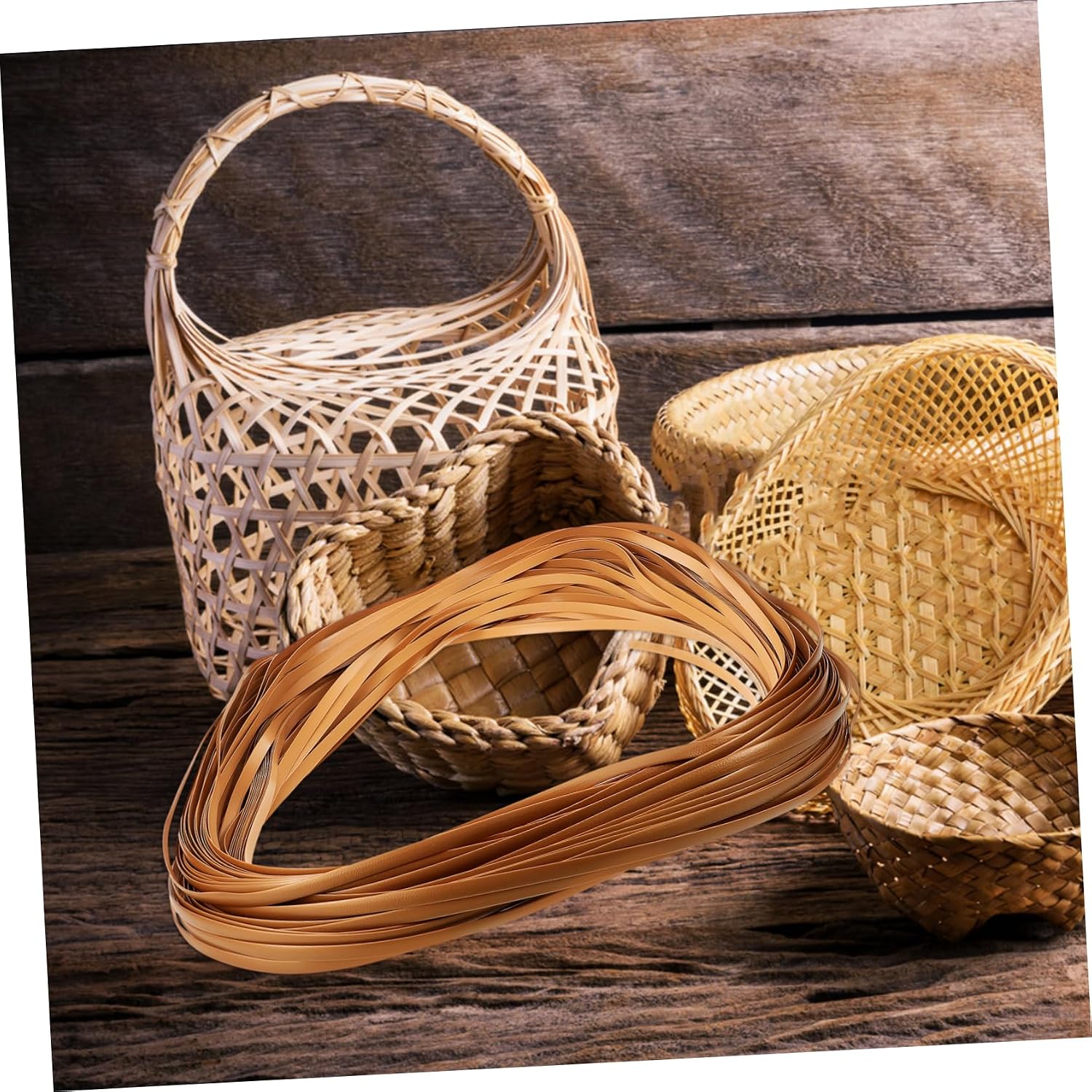 Golden Plastic Faux Rattan Cane Strips Roll for Furniture Crafts