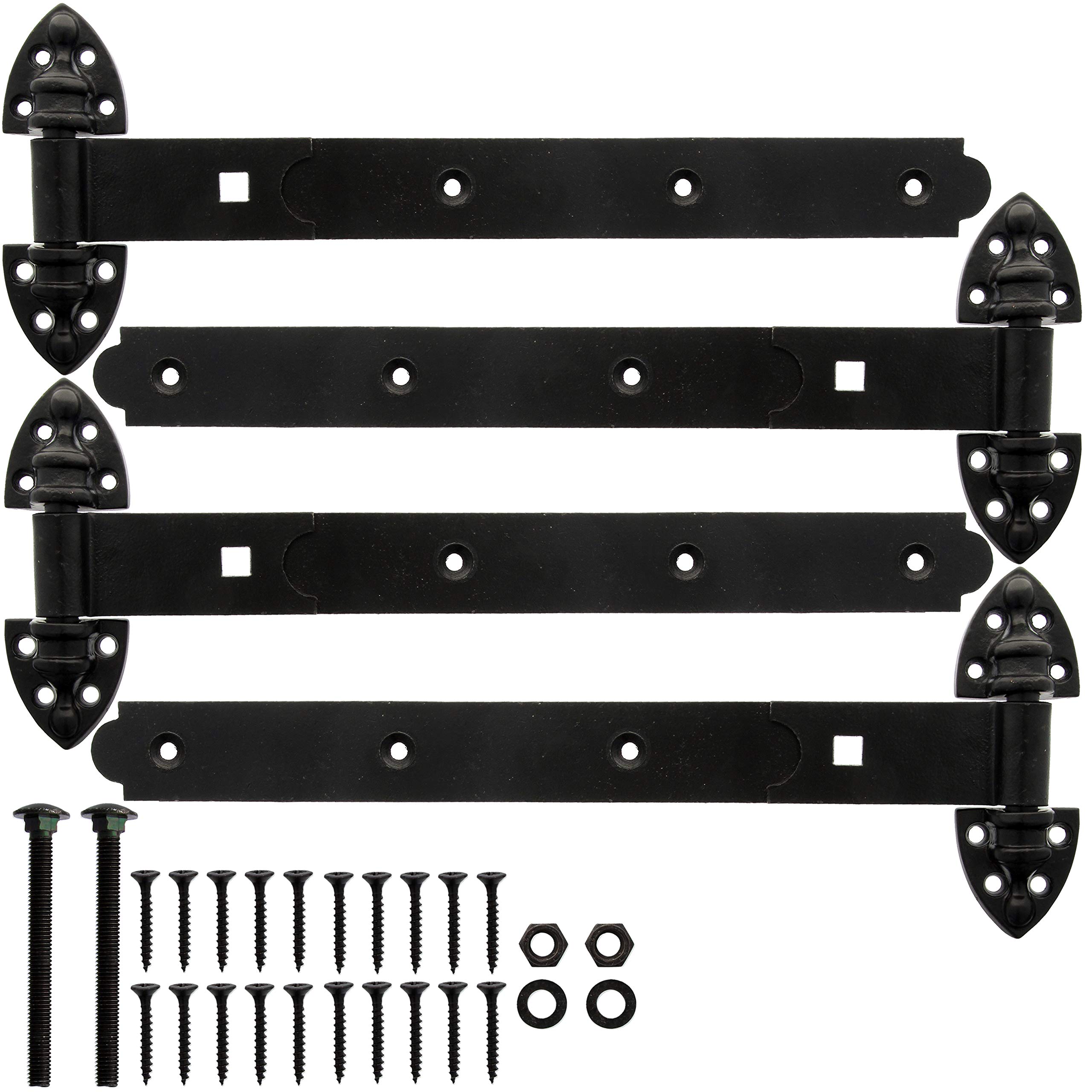 2 Pairs of 450mm/18" Epoxy Black Reversible Hinges Includes Fixings (Max Gate Width 53") Medium Corrosion Resistant Steel