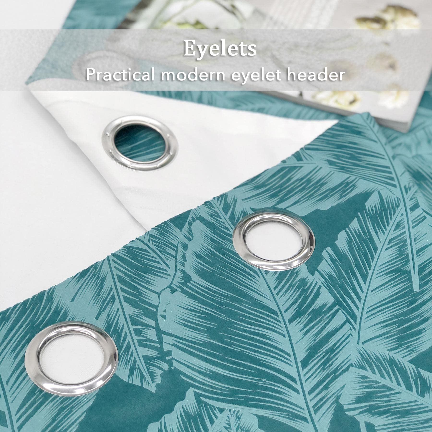 always4u Velvet Curtains Teal Pair 66x90 Drop, Thermal Insulated Heavy Eyelet 2 Panels for Bedroom (Teal,66x90) - Image 4