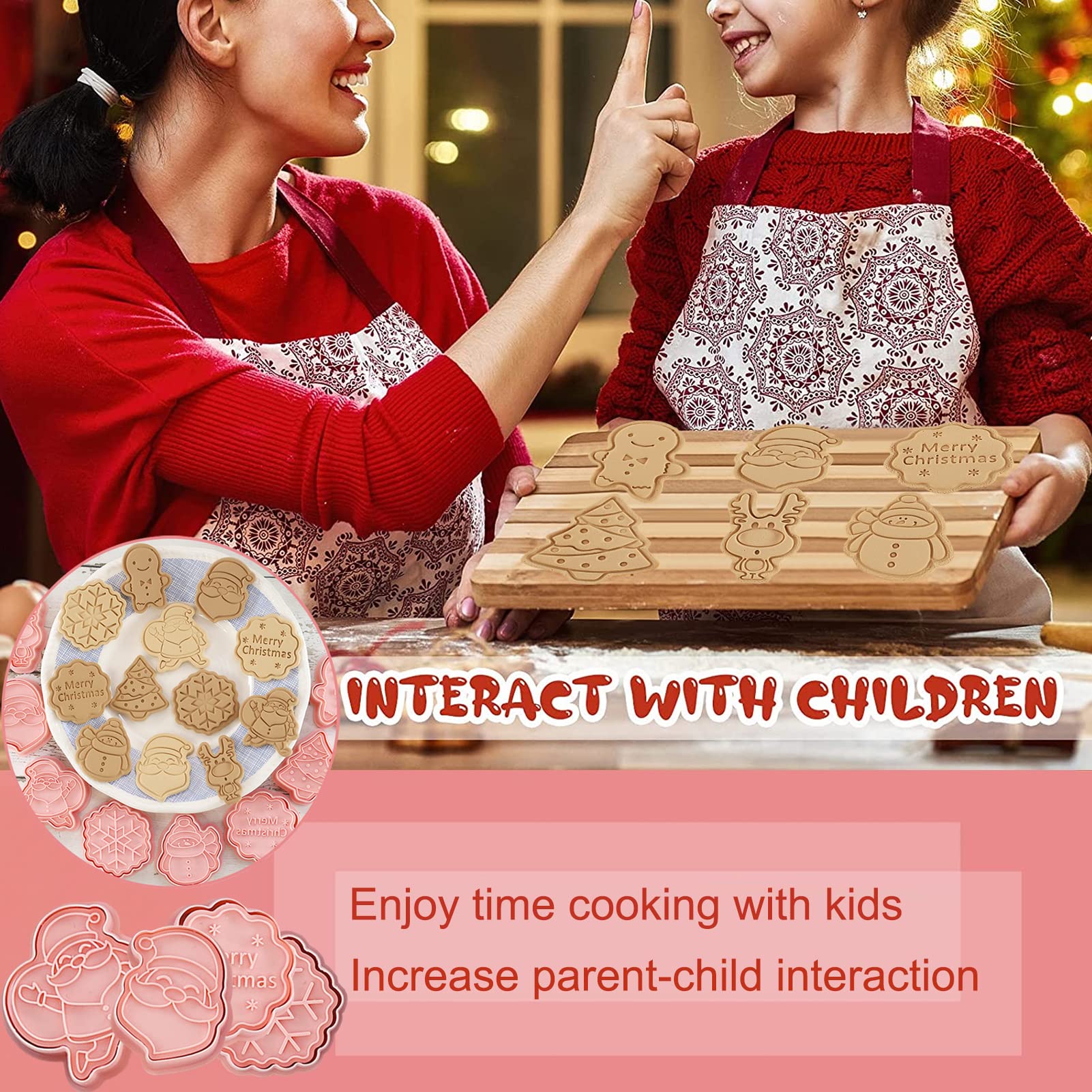Emporte Pièces Noël, 8 Pièce 3D Moule Biscuit, 3D Emporte Piece Patisserie Noel Emporte Piece Patisserie Enfant Moule Cookie Pâtisserie, Pour Fondant Biscuit Cookie Gâteau (Noël B