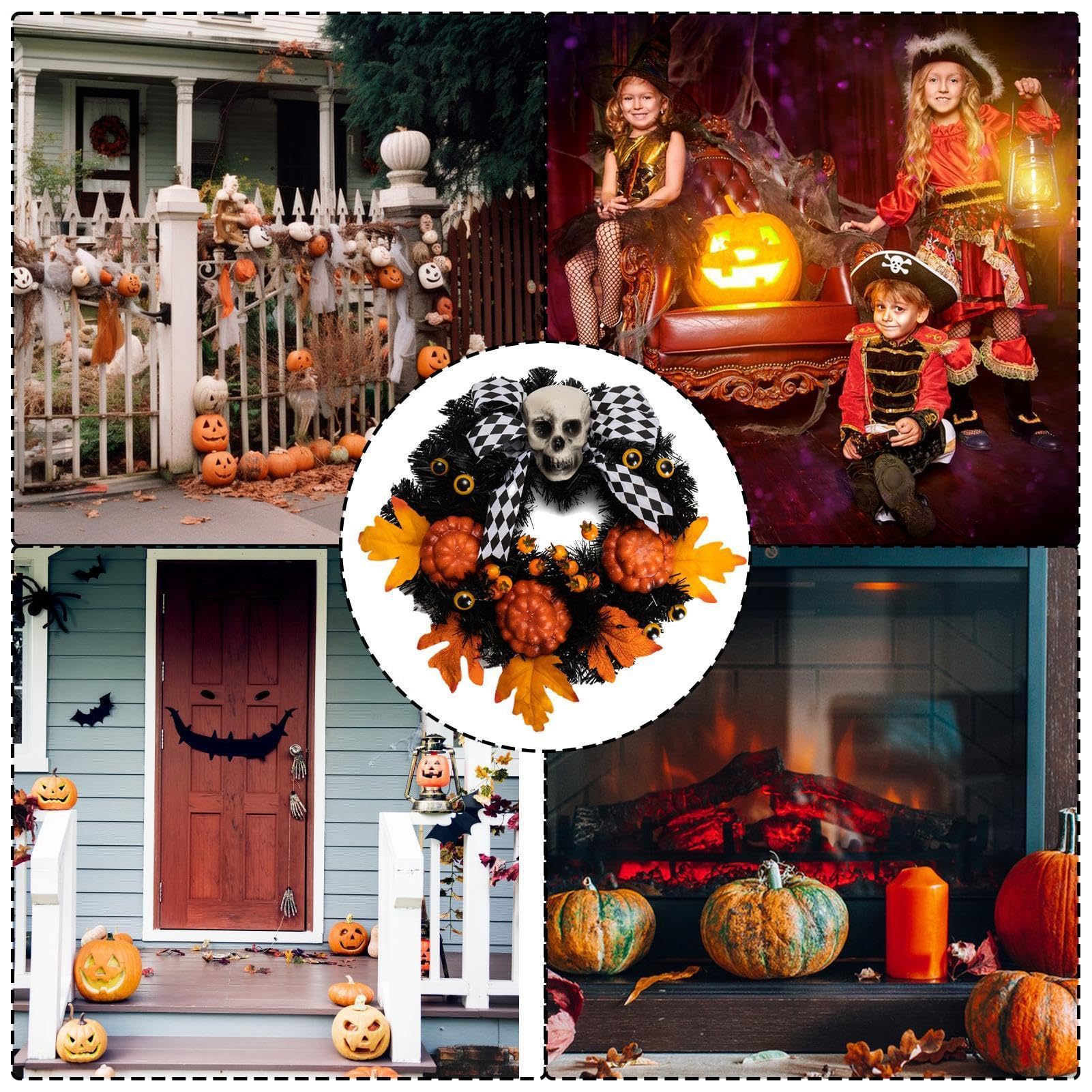 Corona Halloween Guirnalda De Hueso Artificial con Luz LED