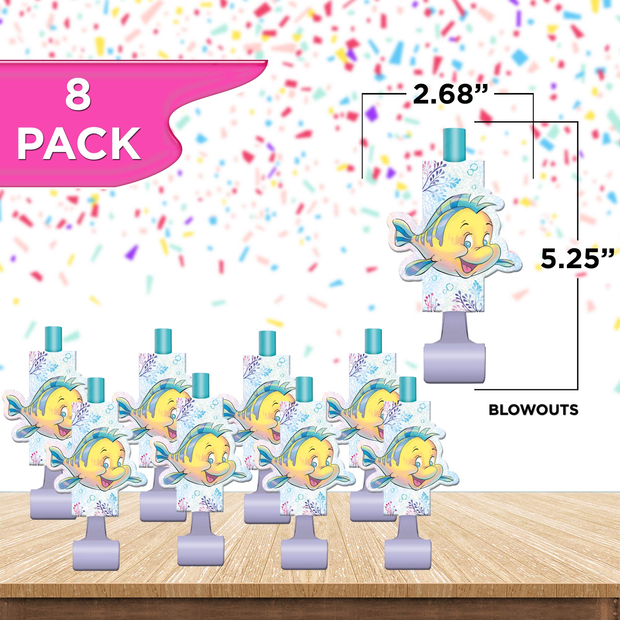 Unique The Little Mermaid Party Favor Bundle | Tattoo Sheets, Party Hats, Blowouts, Loot Bags | Kid's Birthday, Underwater Themed Event, Halloween, Officially Licensed by Unique