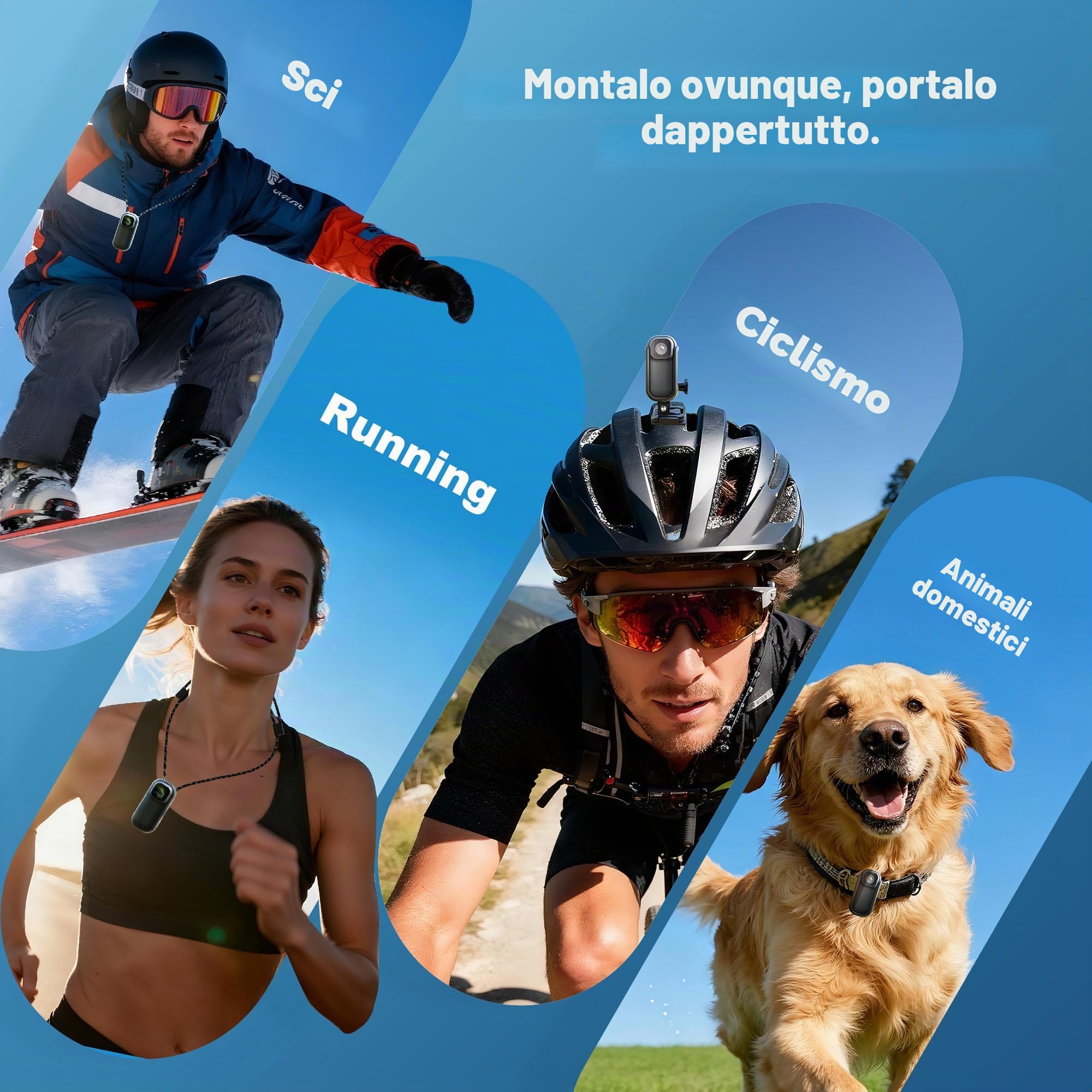 Mini Fotocamera Sportiva 2K WiFi, 128 GB Action Camera, POV Bodycam