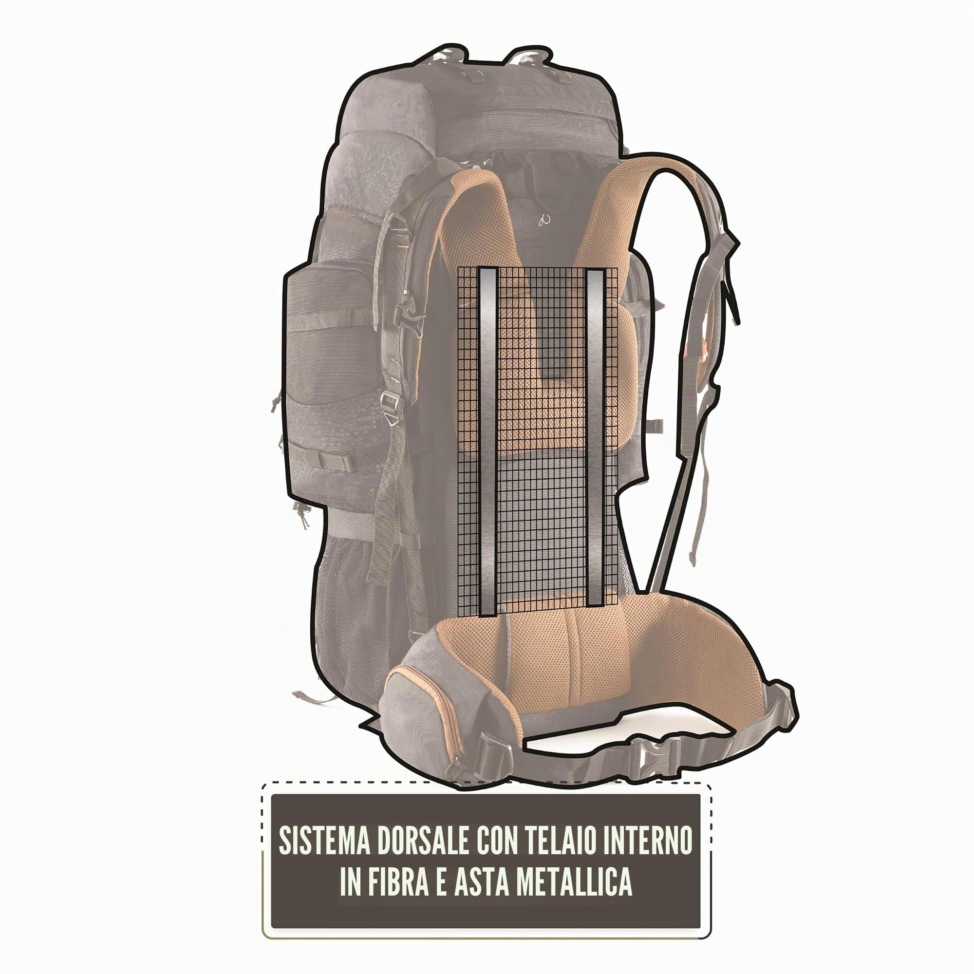 Tripole Walker Pro Zaino Trekking 60 Litri per Uomo e Donna con Telaio Interno e Parapioggia – Zaino con Scomparto Laptop 17", Zaino da Campeggio e Viaggio, Nero