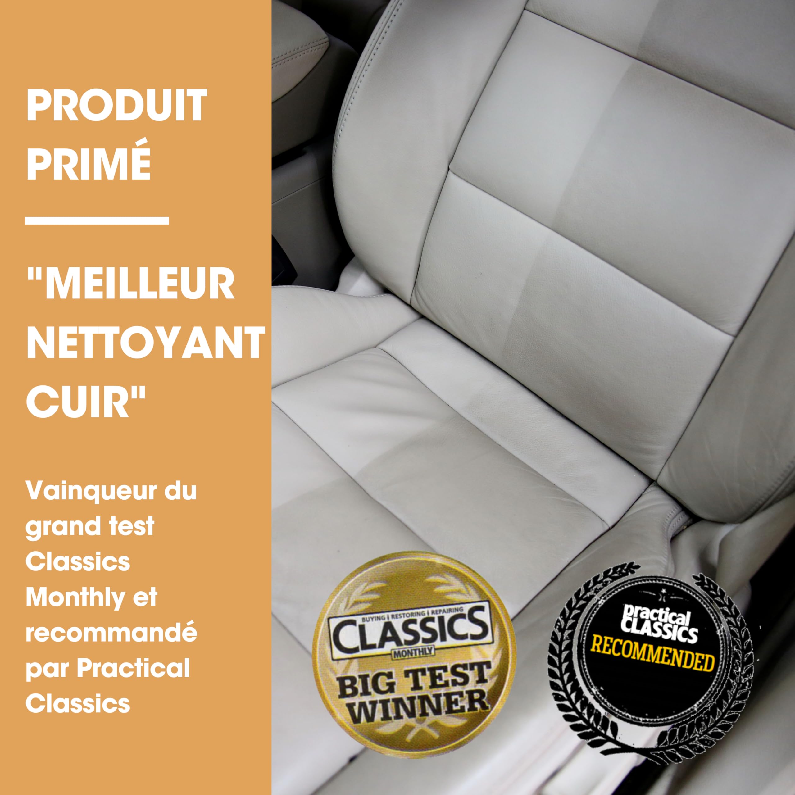 Furniture Clinic Kit d’Entretien Complet du Cuir Nettoyant Cuir & Crème Protectrice Cuir pour Canapés, Sièges de Voiture | Nettoyant Cuir Ultra 500 ML & Conditionneur Cuir 500 ML, Éponges