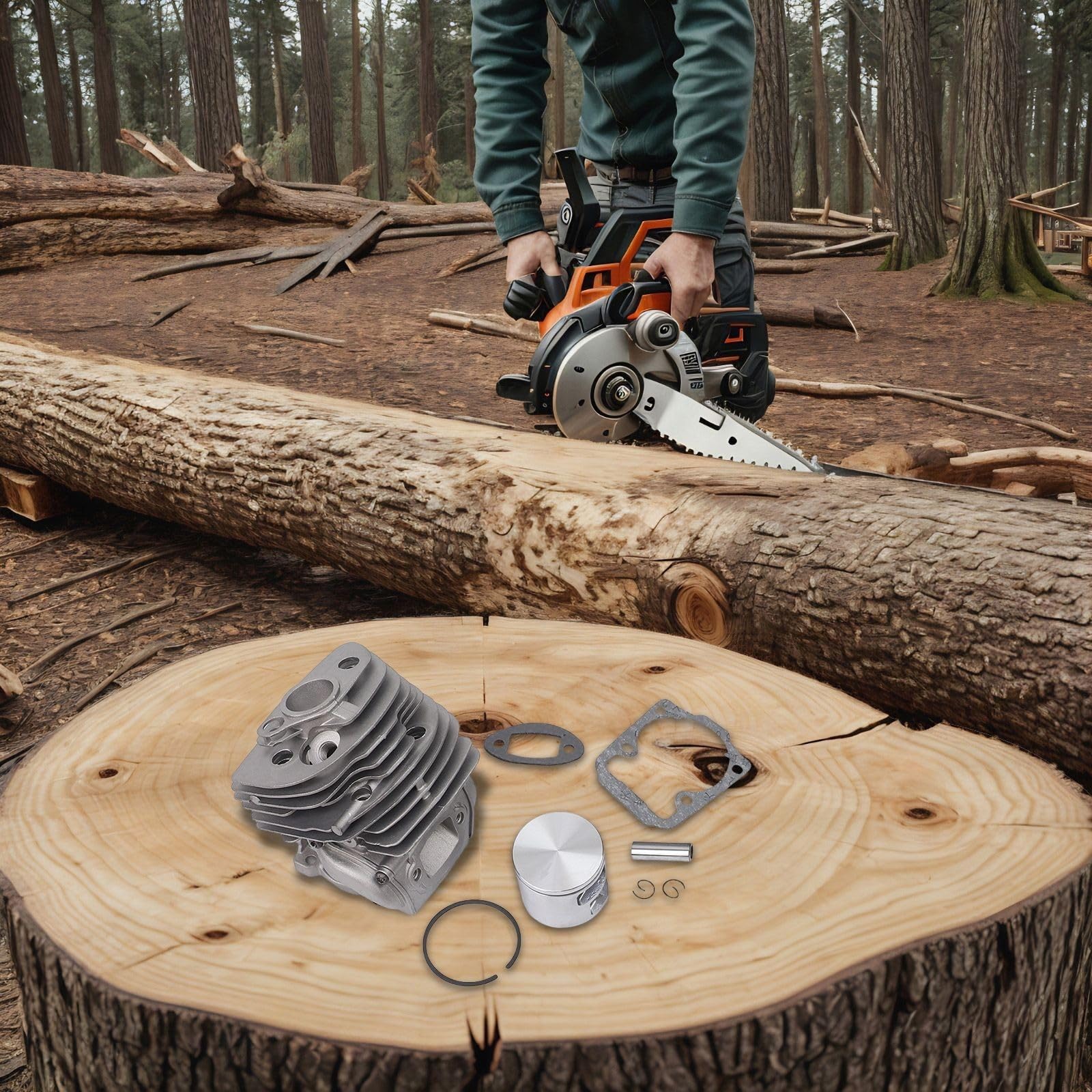 Kit de cylindre et pistons de tronçonneuse 46 mm 2,4 HP Pièces de rechange pour Husqvarna-555 556 560 560XP 562 562XP – Kit de reconstruction à haute compression pour l'exploitation forestière