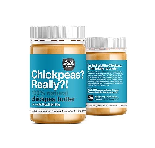 LITTLE CHICKPEA Mantequilla de garbanzos totalmente natural Orgánica, no láctea, sin gluten, sin soja, sin frutos secos, sin OMG, Kosher, alta
