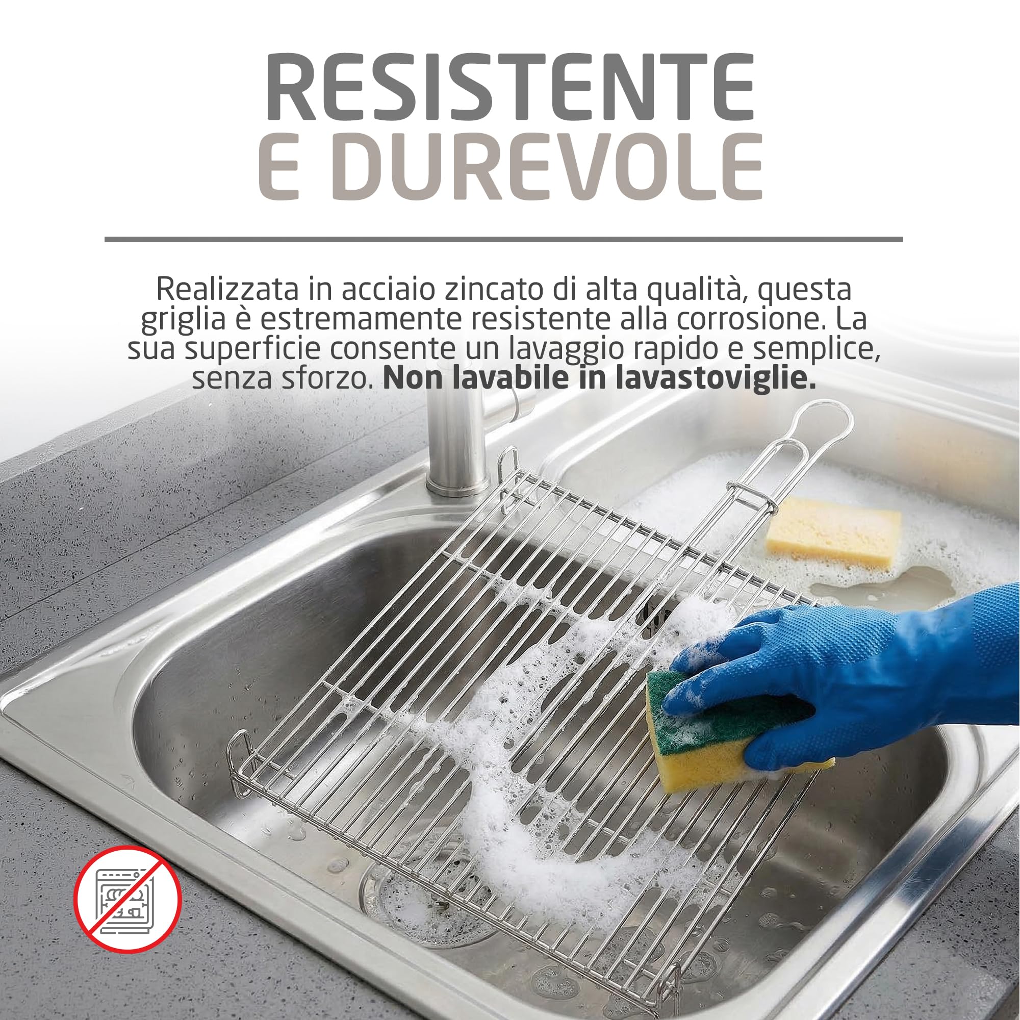 Amig - Griglia per Barbecue - 50 x 50 cm - Realizzata in Acciaio Resistente alla Corrosione - Girata Uniforme Ideale per Arrostire Carni e Verdure - MOD. AM25