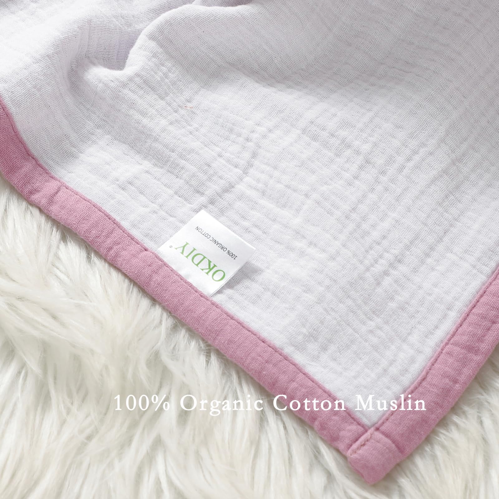 Mantas de muselina de 4 capas para niñas, manta de muselina 100% algodón, manta para cuna, mantas de muselina, colcha suave y ligera para niños y niñas, 47 x 47 pulgadas (violeta + blanco)
