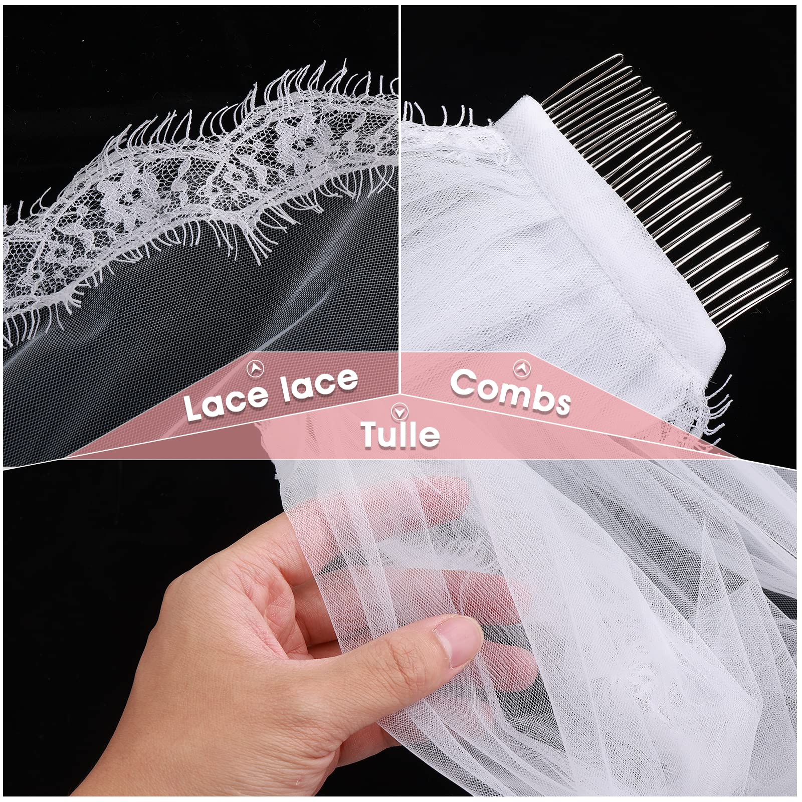 Yolev Voile Mariée Voiles Femme Cape Mariage Nuptial Simple Tulle Voile Blanc 1 Couche Dentelle Du Bout des Doigts Tulle de Mariée avec Peigne Convient Pour Fêtes de Mariage