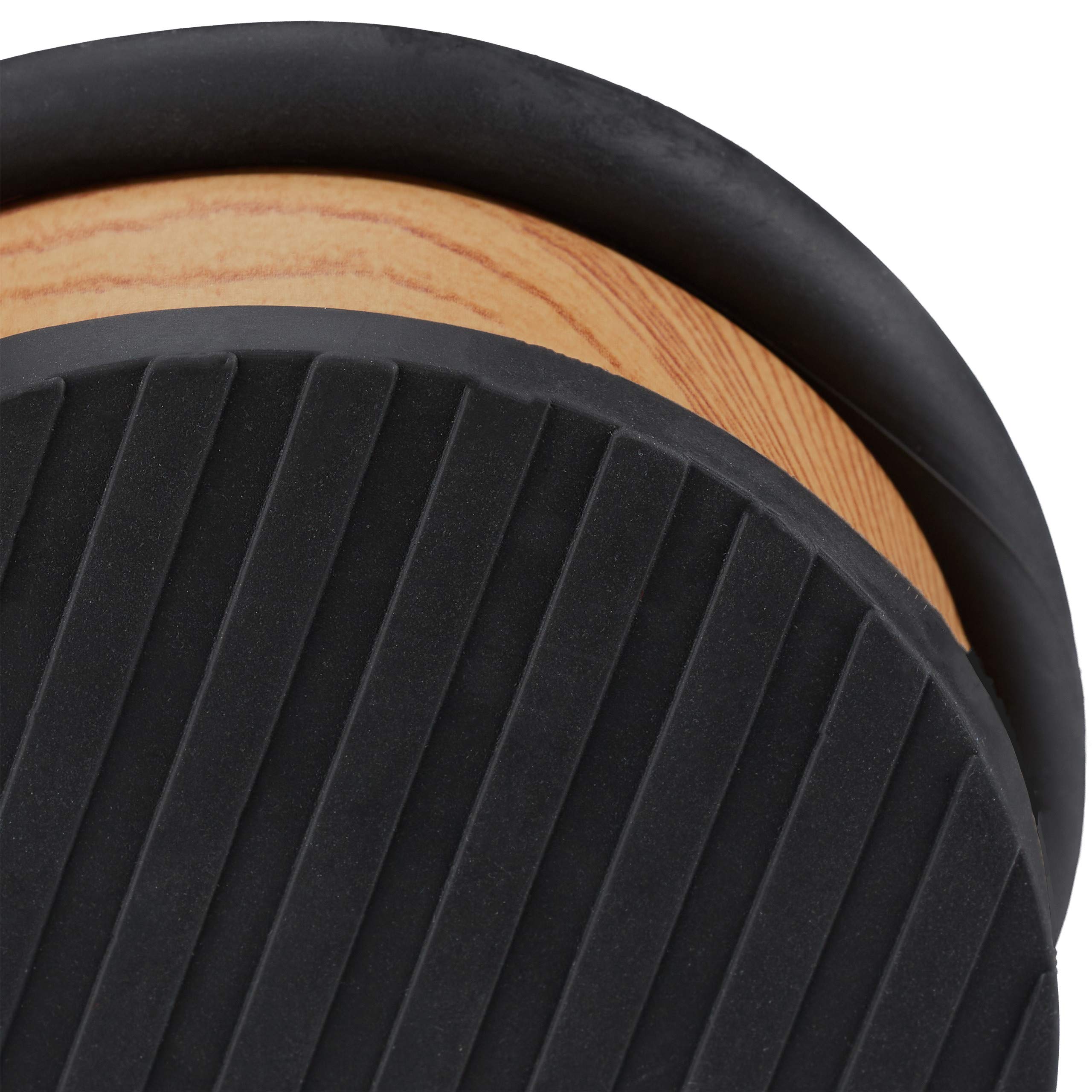 Relaxdays Fermaporta da Pavimento Piatto, Blocca Porta per Ante Pesante, Aspetto Legno, HxD: 5 x 10,5 cm, Marrone Chiaro