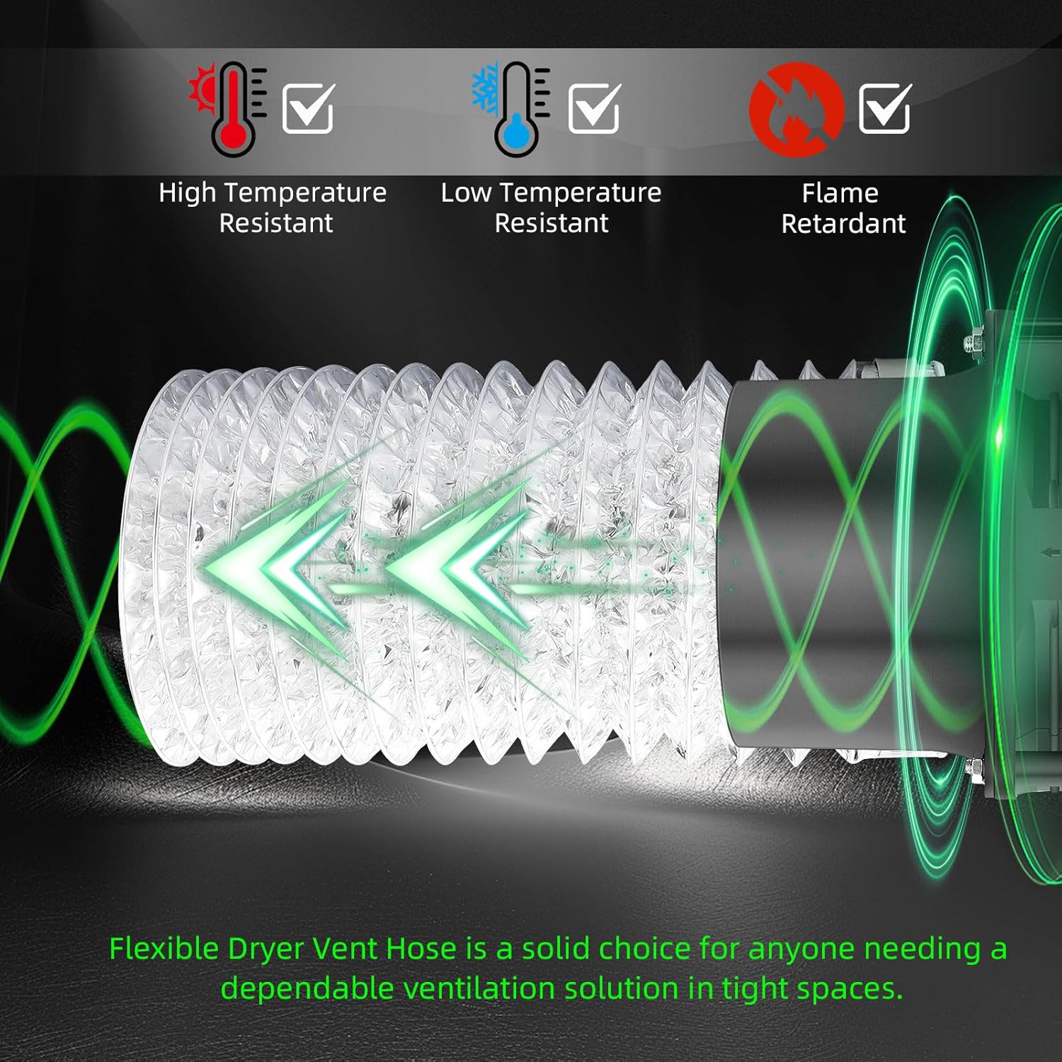 4 Inch Flexible Dryer Vent Hose 10ft, Heavy Duty Aluminum Foil Duct with 2 Clamps, HVAC Ventilation Exhaust Duct for Tight Spaces, Laundry, Bathroom Fan & Grow Tent