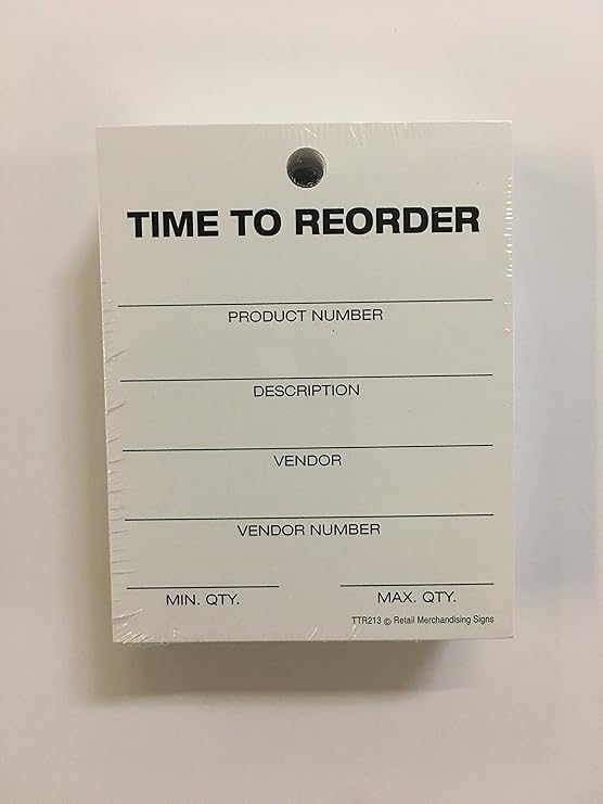 TTR213 Time to Reorder Tags (100 Pack) Inventory Tags 2 3/