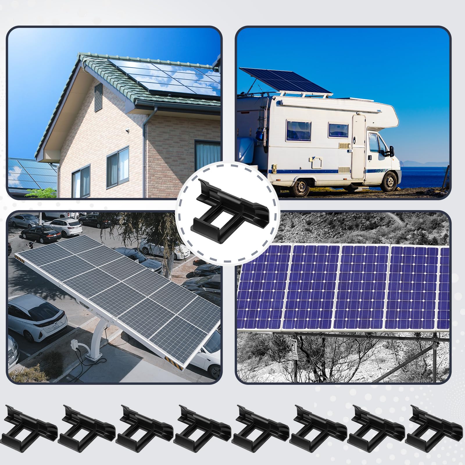 200 Clips de Drenaje de Agua para Paneles Solares Clips de Drenaje de Agua Clip de Extracción de Lodo Clip de Limpieza de Módulo Fotovoltaico para Drenaje de Agua, Negro (30 mm)
