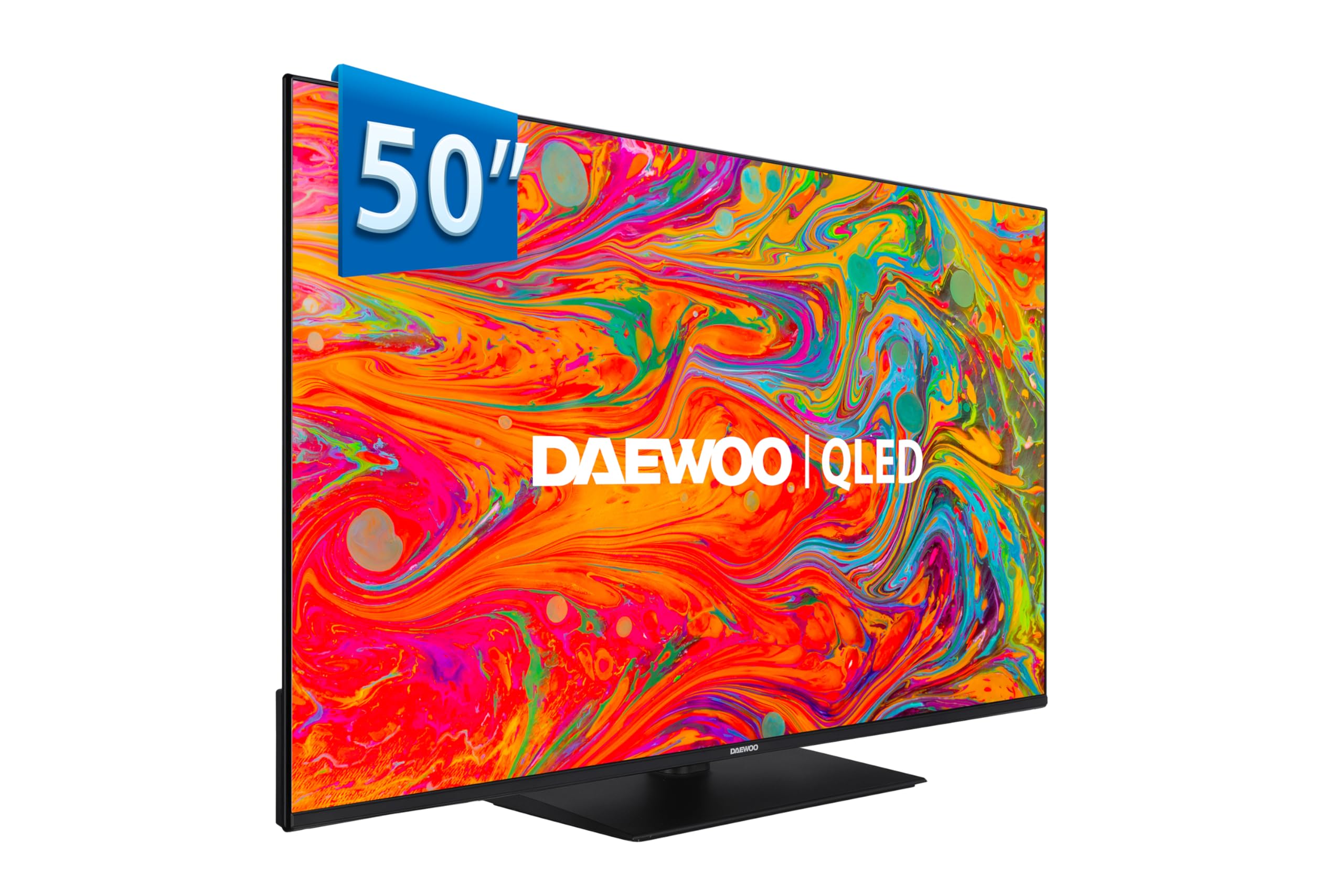 Daewoo 50DM65QV 2025 50" - QLED Smart TV 4K HDR 3840 x 2160, Dolby Vision, Dolby Audio, Peana Central, Diseño sin Marcos