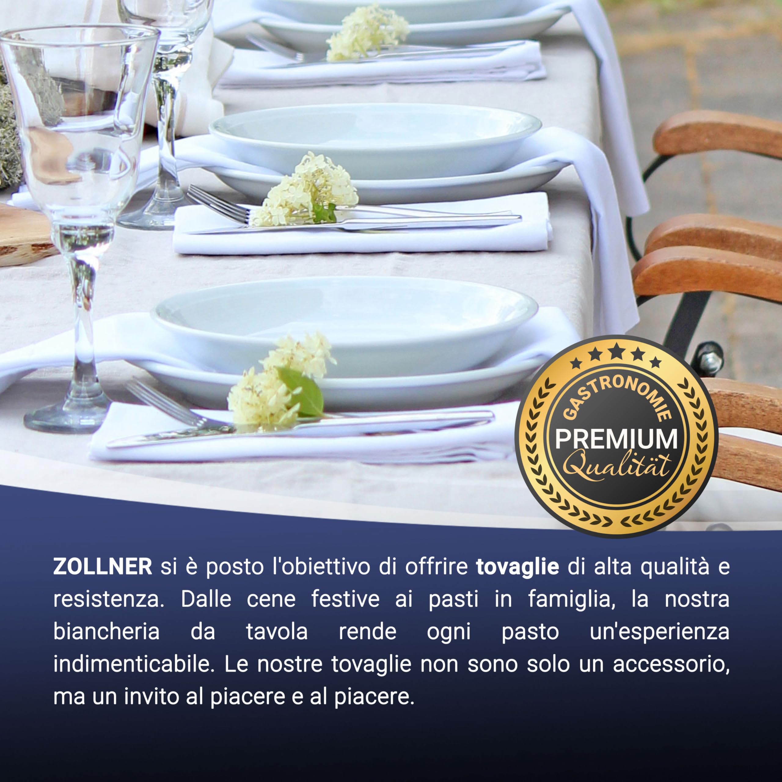 ZOLLNER 4 Tovaglie per il centro tavola - 100x100 cm in cotone - tovaglietta di alta qualità - classica e robusta - materiale resistente - lavabile a 95°C - qualità alberghiera
