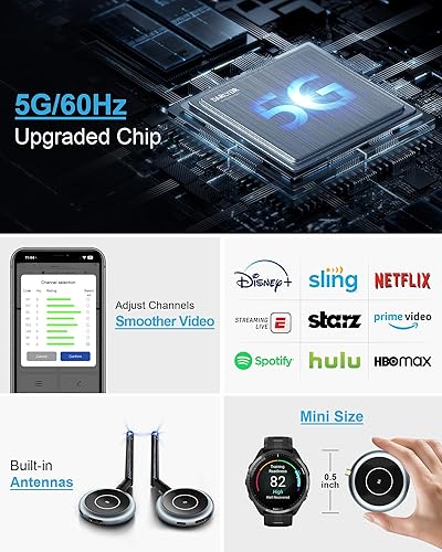 Miniatura 7 de Transmisor HDMI inalámbrico y 2 receptores, múltiples televisores, extensor HDMI 5G 1080P  60HZ, 1 TX a 4 pantallas, transmisión de 165 pies,