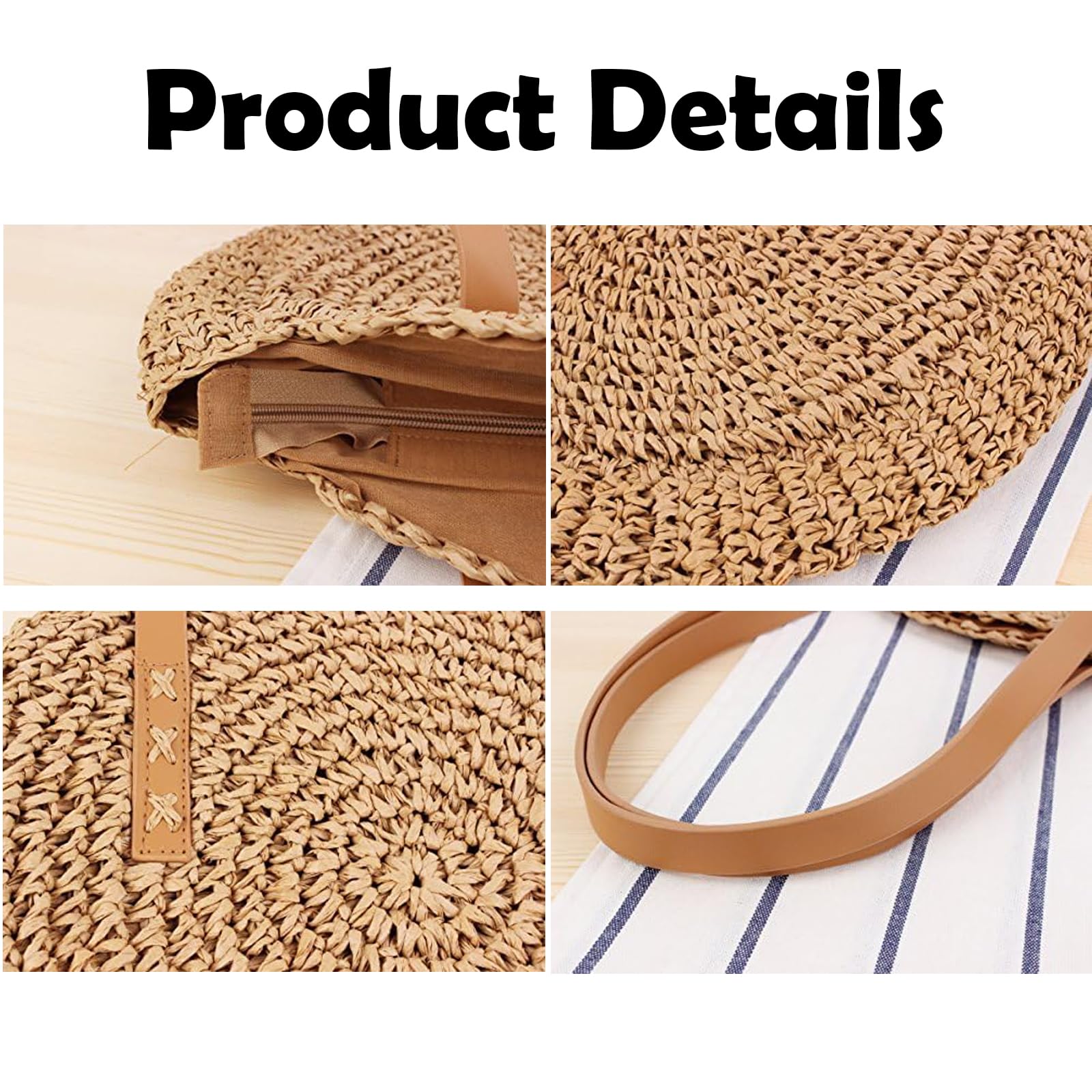 Panier De Plage Paille Sac Bandoulière Rétro Rond Sac À Bandoulière Rotin De Paille Pour À Main Femme Ete Paille De Plage Paille Pour les voyages, les vacances, les loisirs