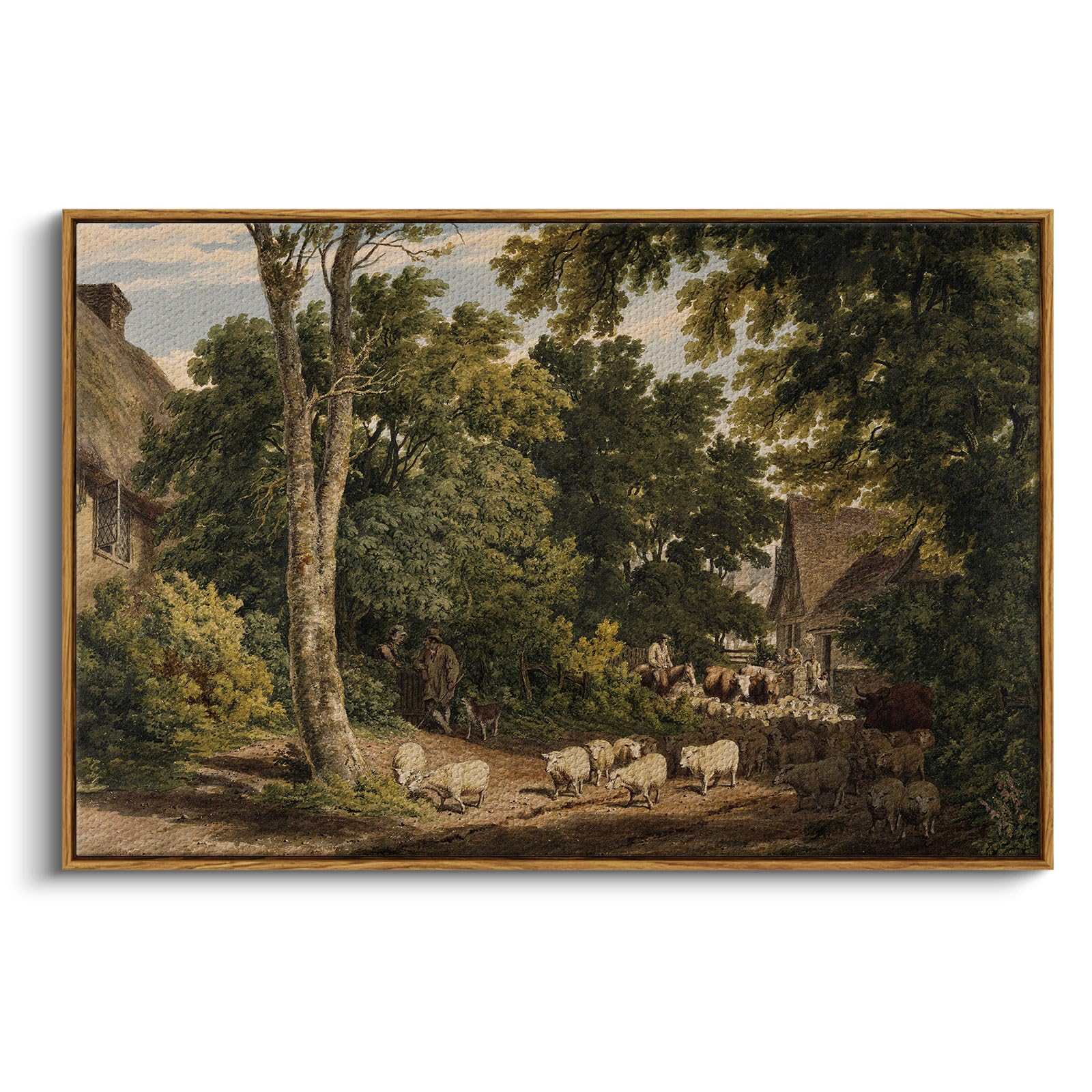 InSimSea Vintage Framed Wall Art Room Decor, Classical Countryside Landscape Farmhouse Painting, Large Prints Artwork, Canvas Prints Wall Art for Living Room Badroom Bathroom 24x36in