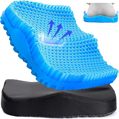 Cojín de asiento de gel refrescante, cojín de asiento de gel 3D más grueso para sentarse durante mucho tiempo, cojín de asiento de alivio de