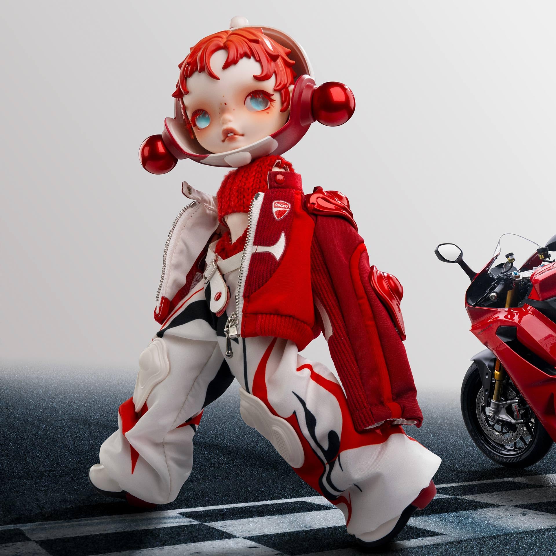 ポ*し様 SKULLPANDA × DUCATI 1/6 Action Figu POP MART SKULLPANDA × Ducati 1/6 Action Figure BJD Doll, Ball