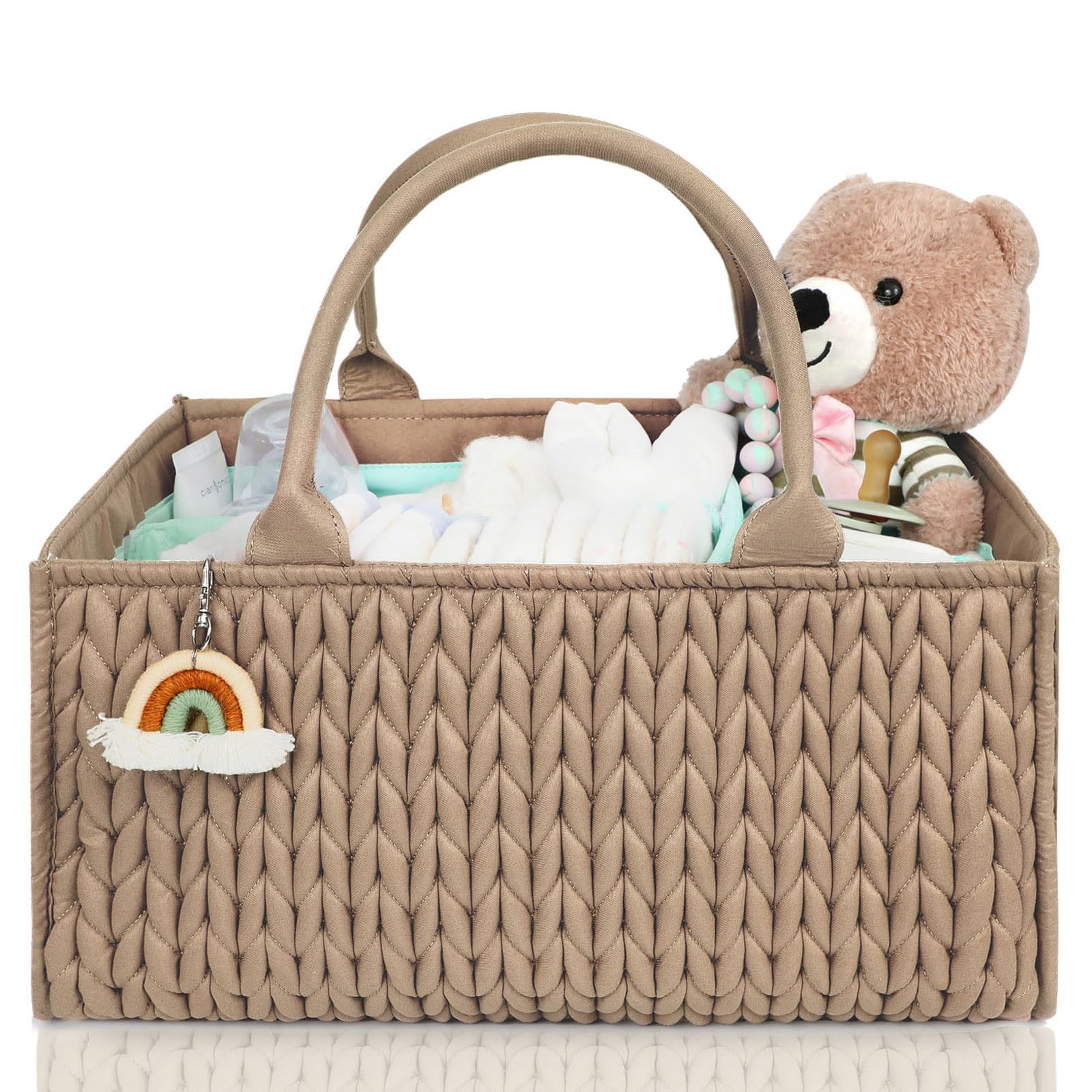 MOMINSIDE Diaper Caddy Organizer, Baby Basket Nursery Storage, Portable Changing Table Car caddy organizer for Girl Boy, Baby Registry Baby Shower