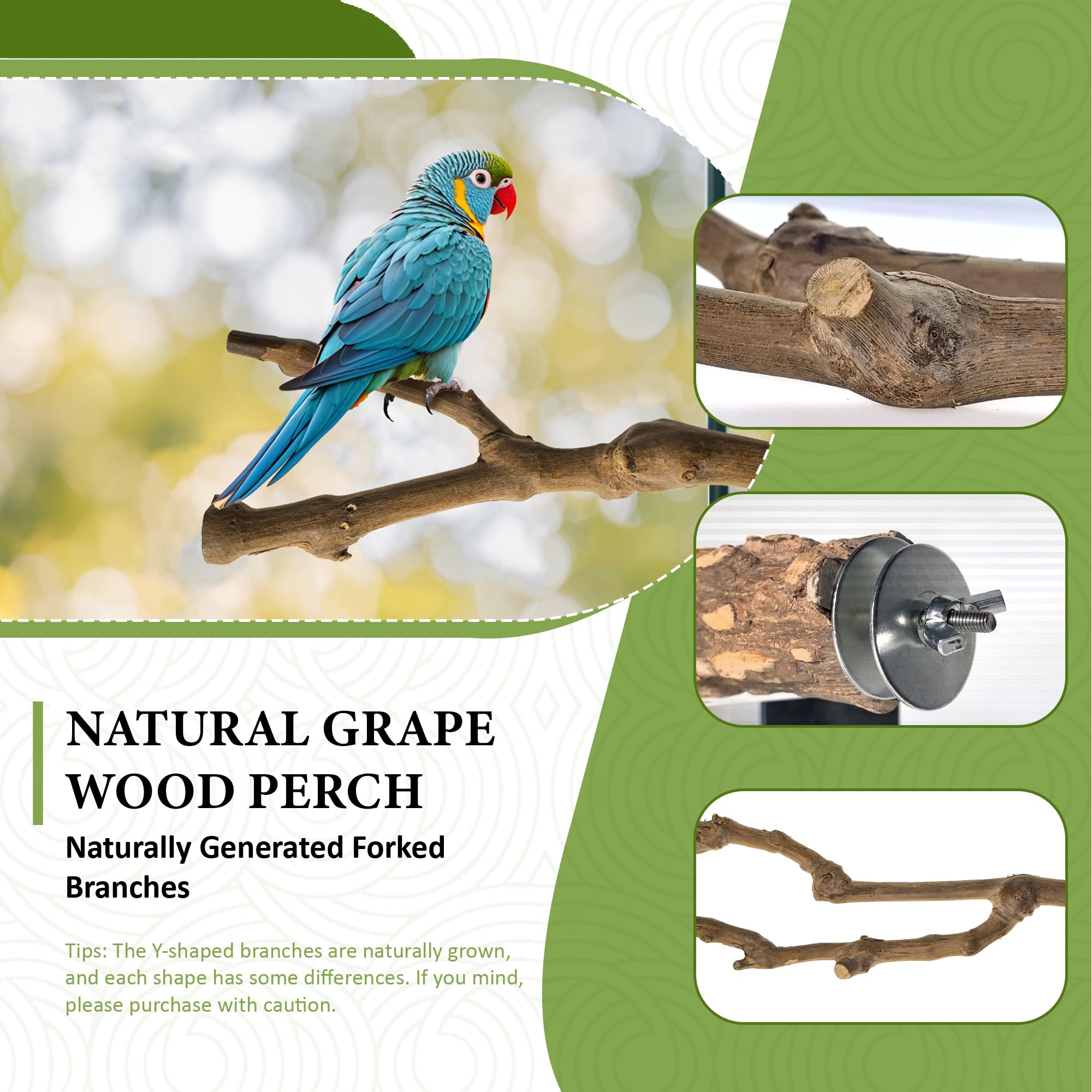 CAMATET 8pcs Natural Bird Perches for Cage, 5.9“ Small Wood Bird Perch for Parakeet/Cockatiel, Bird Cage Stick, Bird Branches for Cages, Birdcage Accessories for Parrot Conure