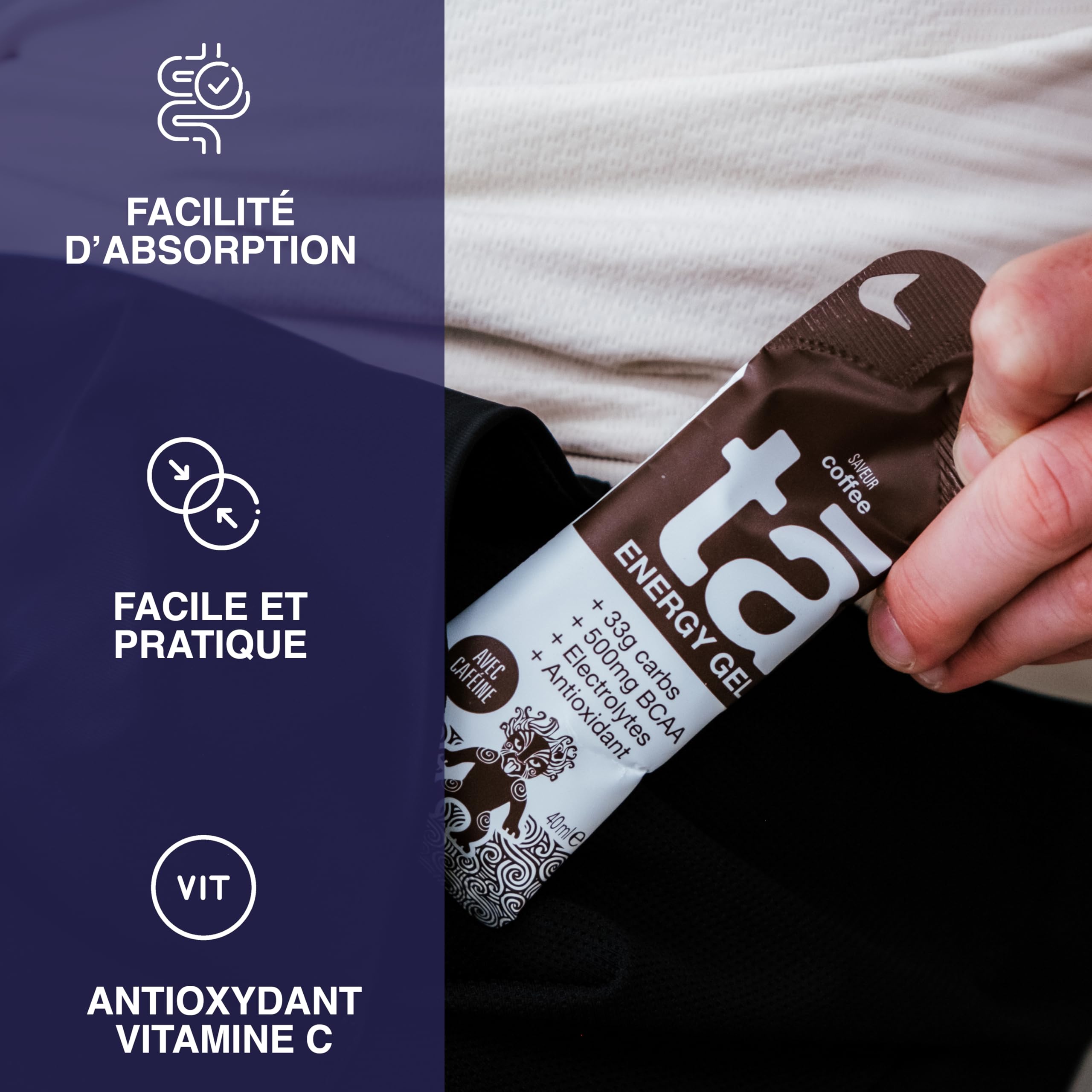 TA ENERGY - Gel Energétique - Lemon Lime x24 - Energie - Sodium - BCAA - Antioxydants - Idéal pendant les activités sportives 133Kcal