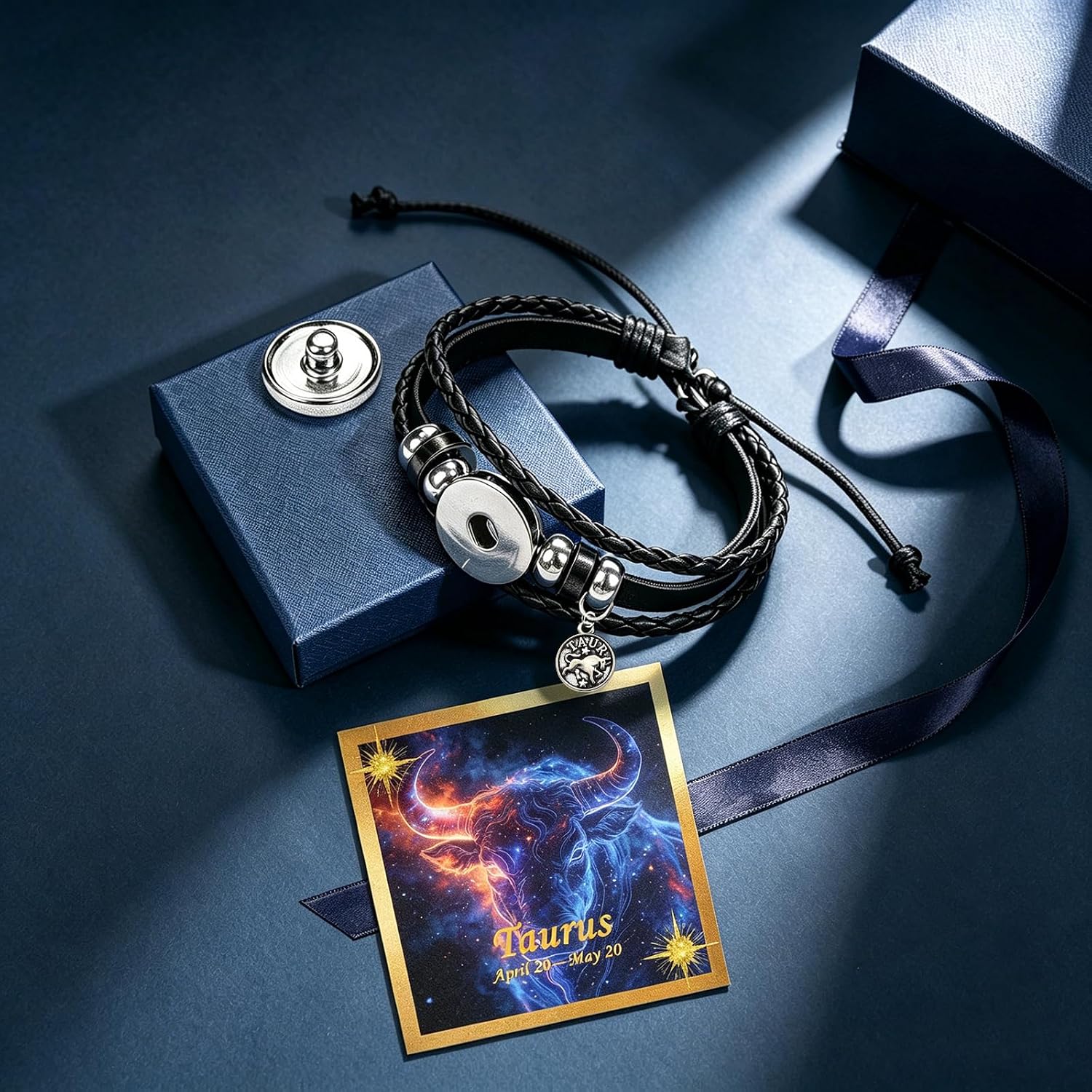 Zodiac Signs Spirit Bracelet for Women Men Couples Multilayer Black Leather Zodiac Bracelet Adjustable Glow in the Dark 12 Constellation Bracelets