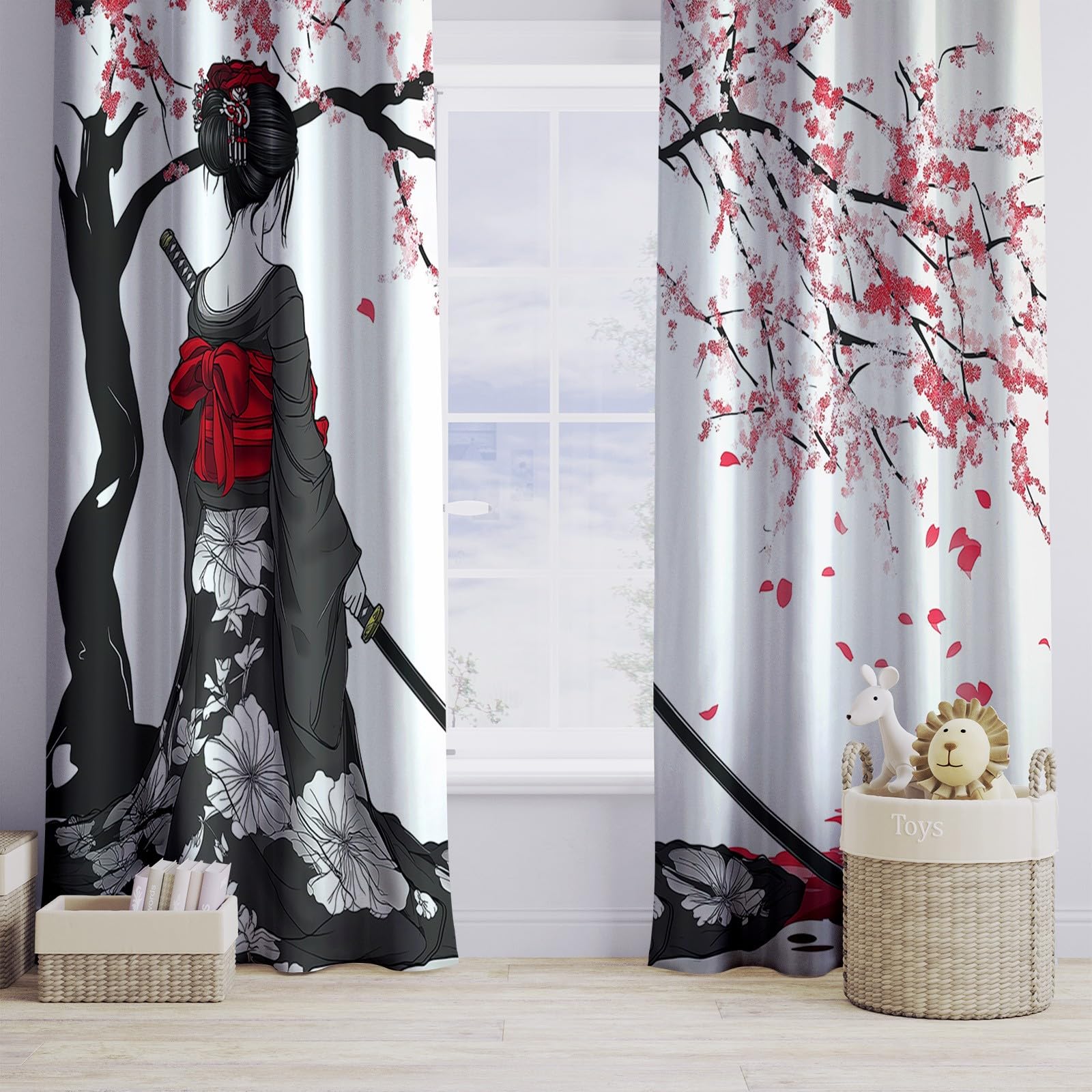 CozyRest Cortinas Opacas para Niños, Arte de Espadas de Anime Japón,Térmicas Aislantes Frío y Calor, Reducción de Ruido, Protección de Intimidad, 234 x 138 cm para Hogar y Dormitorio Infantil