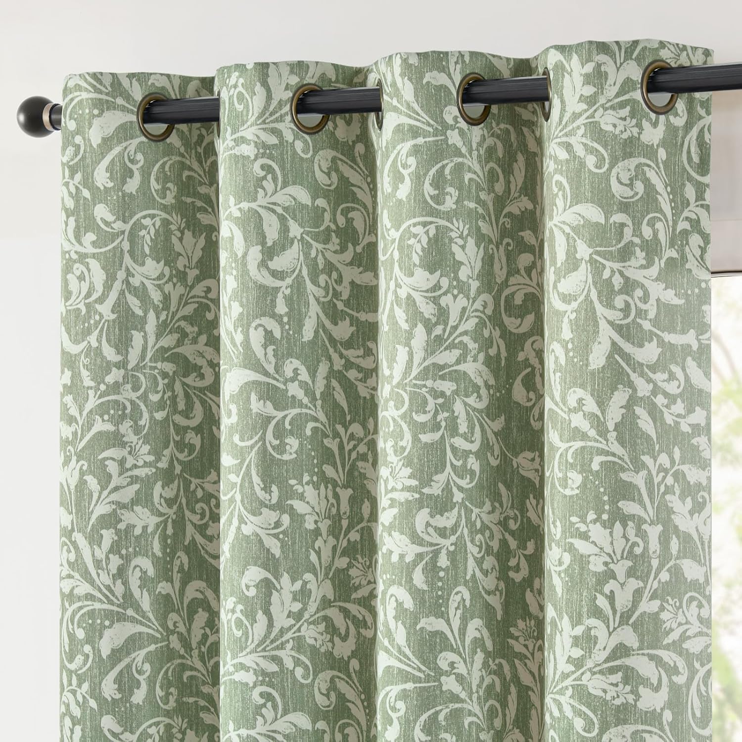 Roseate 100% True Black Out Curtains (5 Feet/Set of 1) Printed Room Darkening Curtain & Thermal Insulated for Bedroom, Living Room (Green/Zuri/ 116x152 cm)-image-17