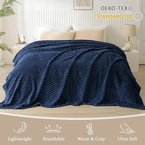 Miniatura 3 de PHF Manta de forro polar de franela ultra suave tamaño King, manta de forro polar jacquard 3D de 140 GSM, para otoño e invierno, no se desprende, no