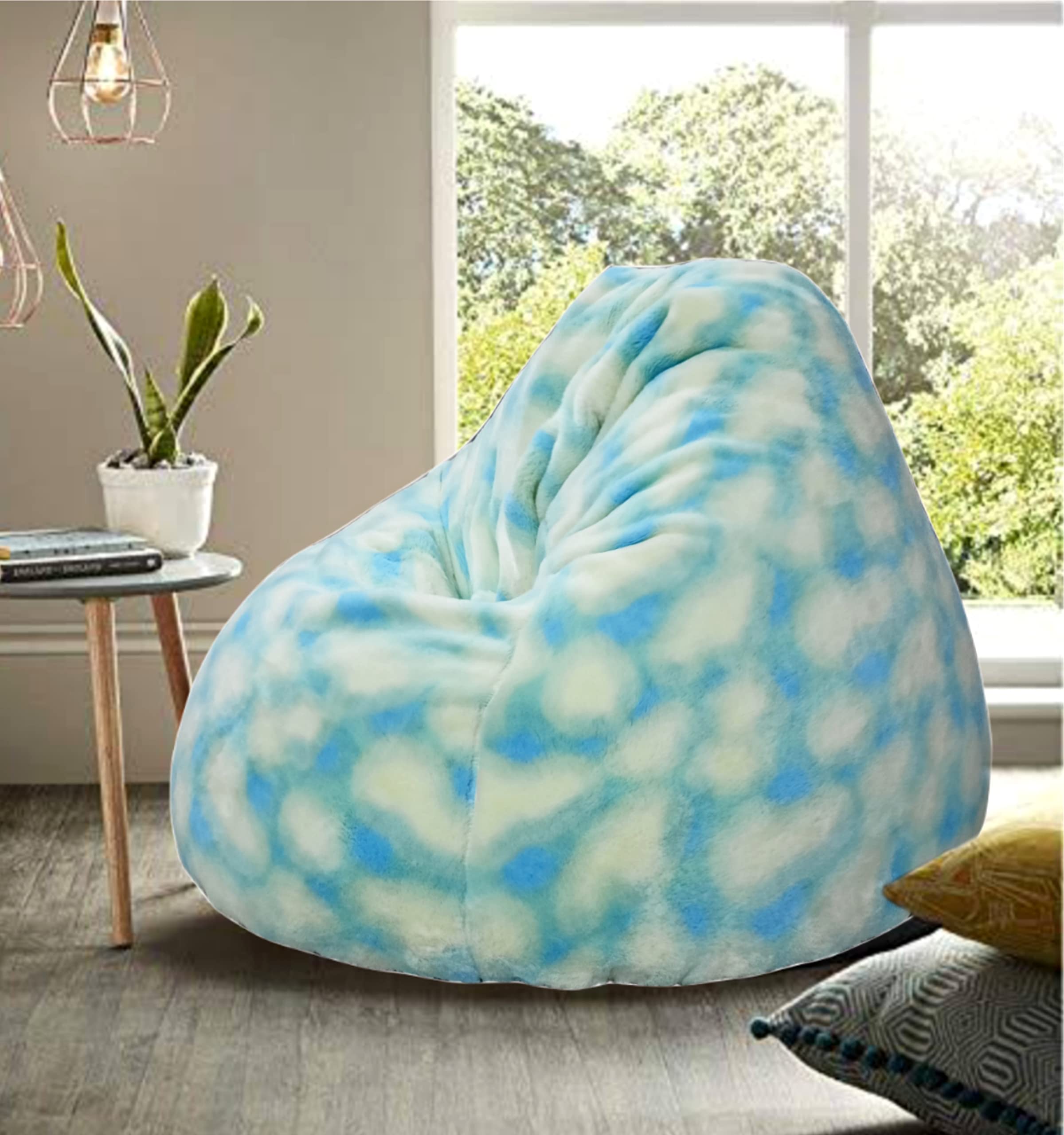 New Multicolor Rabbit Tie Dye Fur Bean Bag Chair Bean Bag Chairs for Adults Bean Bag Without Bean XXXL and Premium Looks and Feel Rainbow Color-image-11