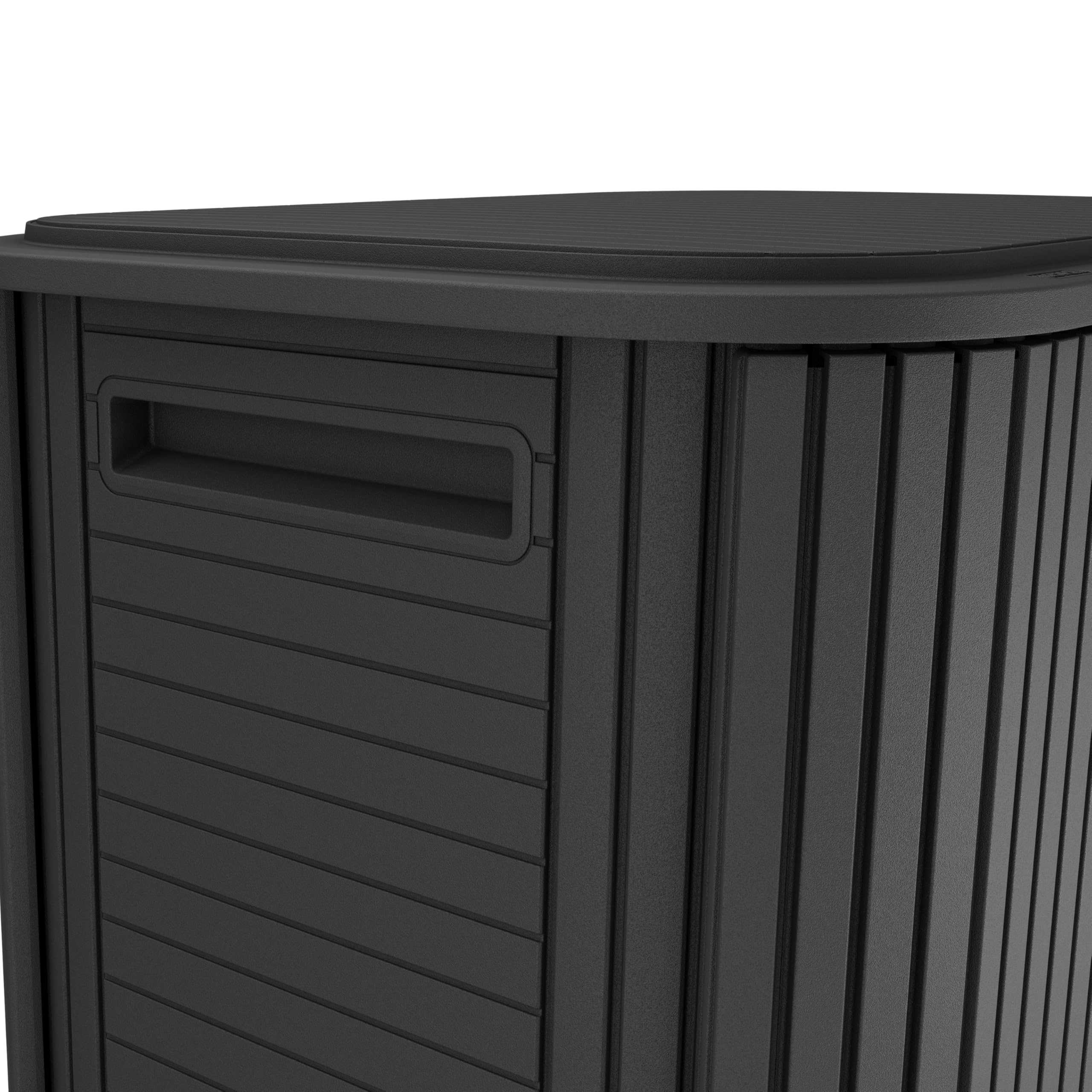 Keter Velo Aufbewahrungsschrank, Graphit, 113 L, 62,3×47×62,4 cm | wetterfest, abschließbar, Holzoptik, stapelbar, mit Schiebetüren