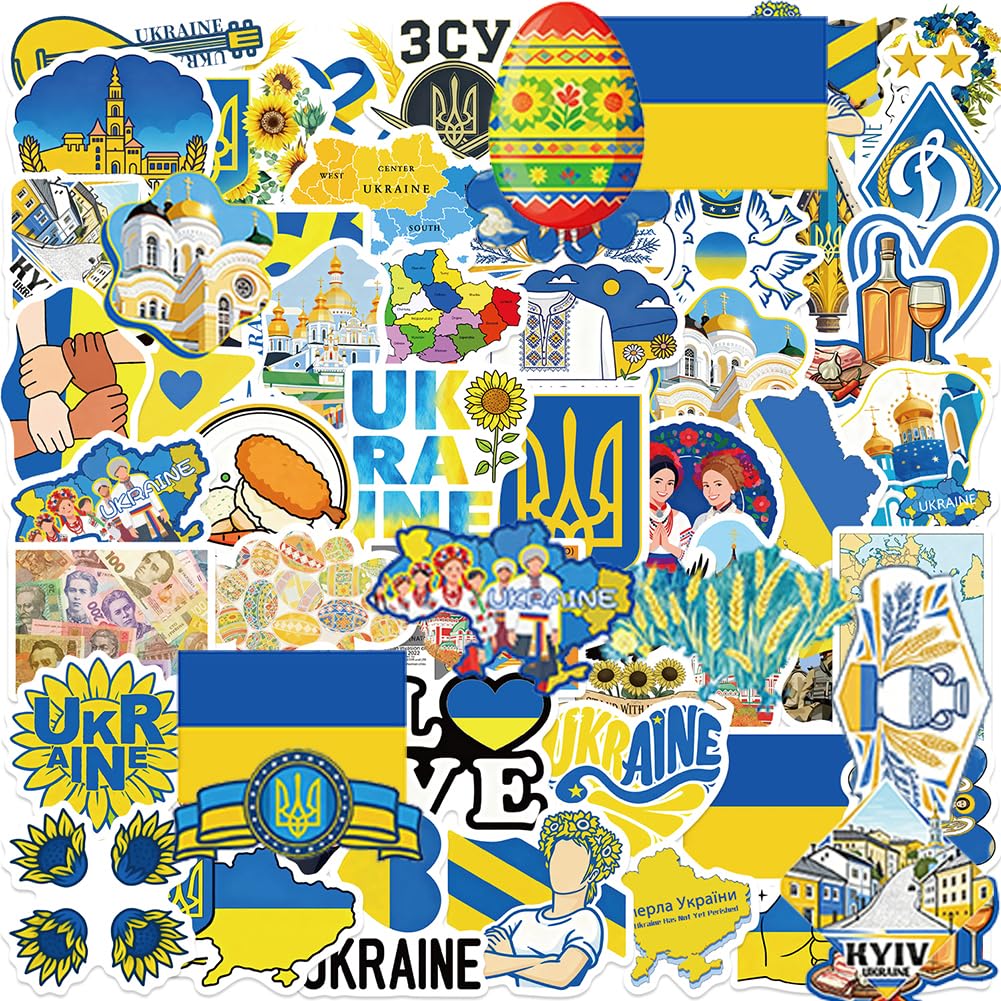 Ukraine Stickers |50Pcs Ukrainian Theme Waterproof Vinyl Decals