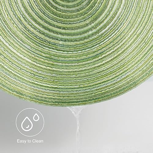 Miniatura 4 de eQFeast Juego de 6 manteles individuales redondos trenzados de 15 pulgadas para mesa de comedor y cocina, lavables, antideslizantes (color verde,