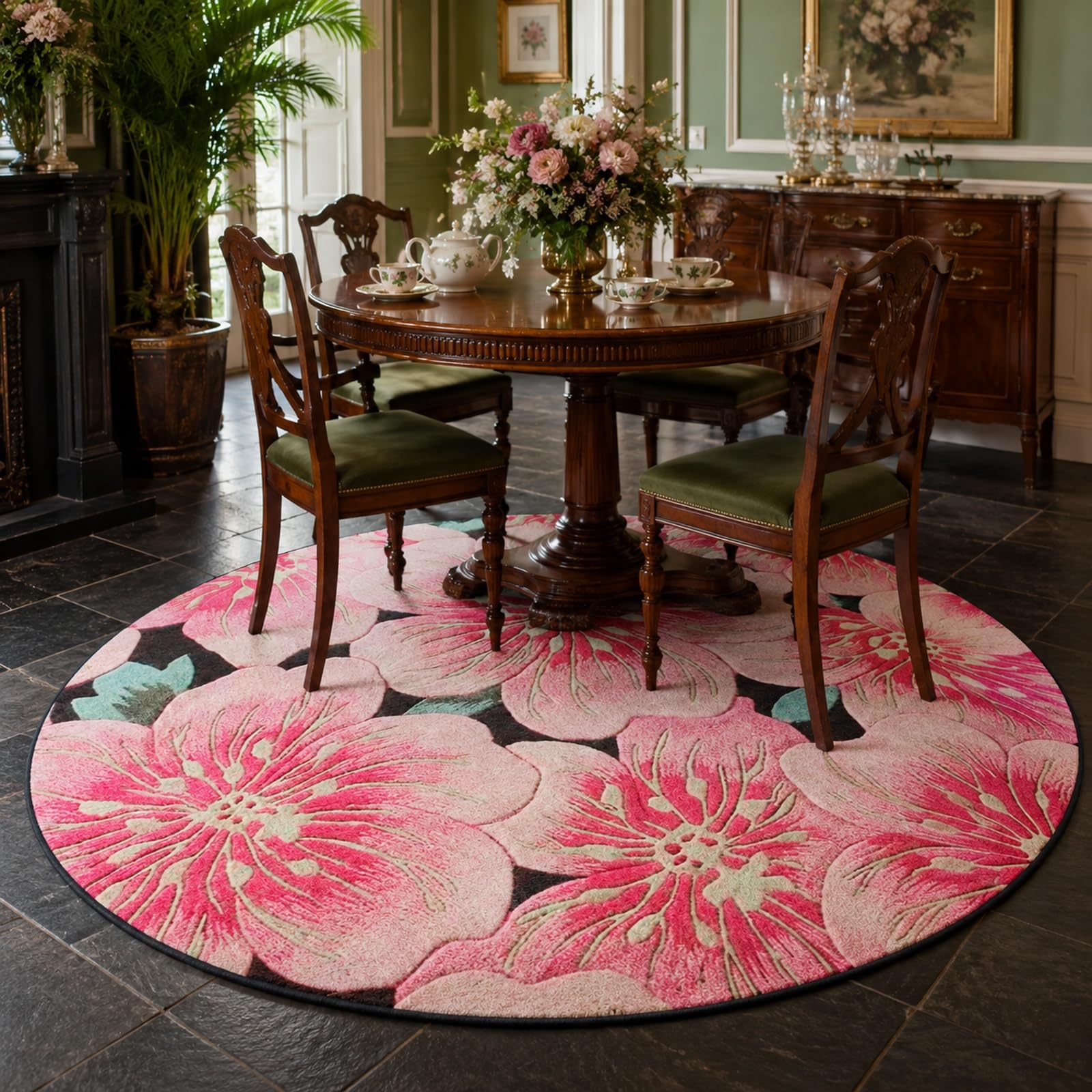 Tapis rond lavable et antidérapant de 90 cm pour protéger le sol d'un balcon