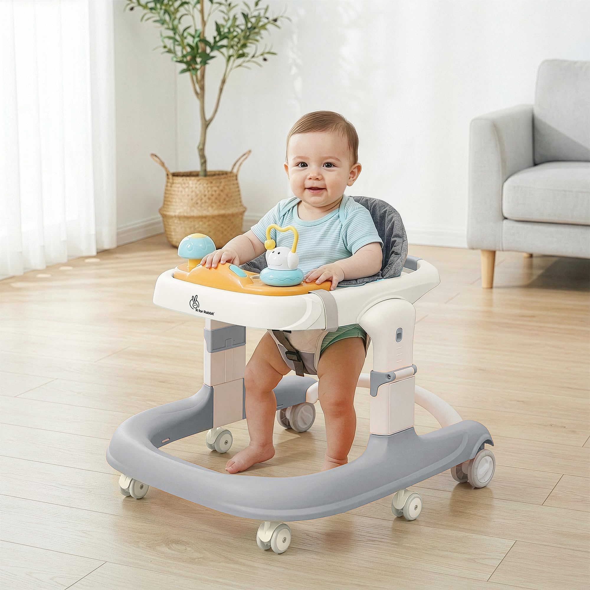 R for Rabbit Little Feet Sportz Baby Walker Grey Grey White - Image 1