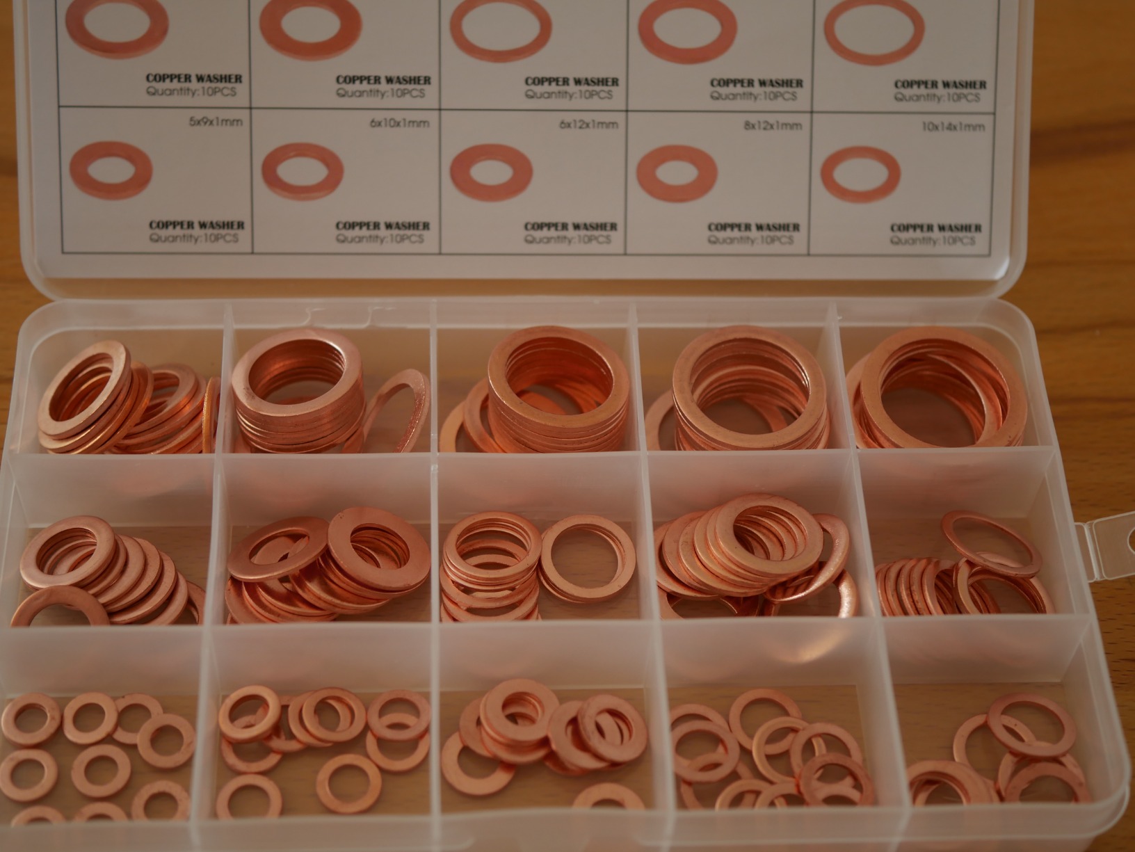 150 Stück Kupfer Dichtringe Set - Rote Kupferscheiben In 15 Größen | Für Hydraulik & Ölwanne
