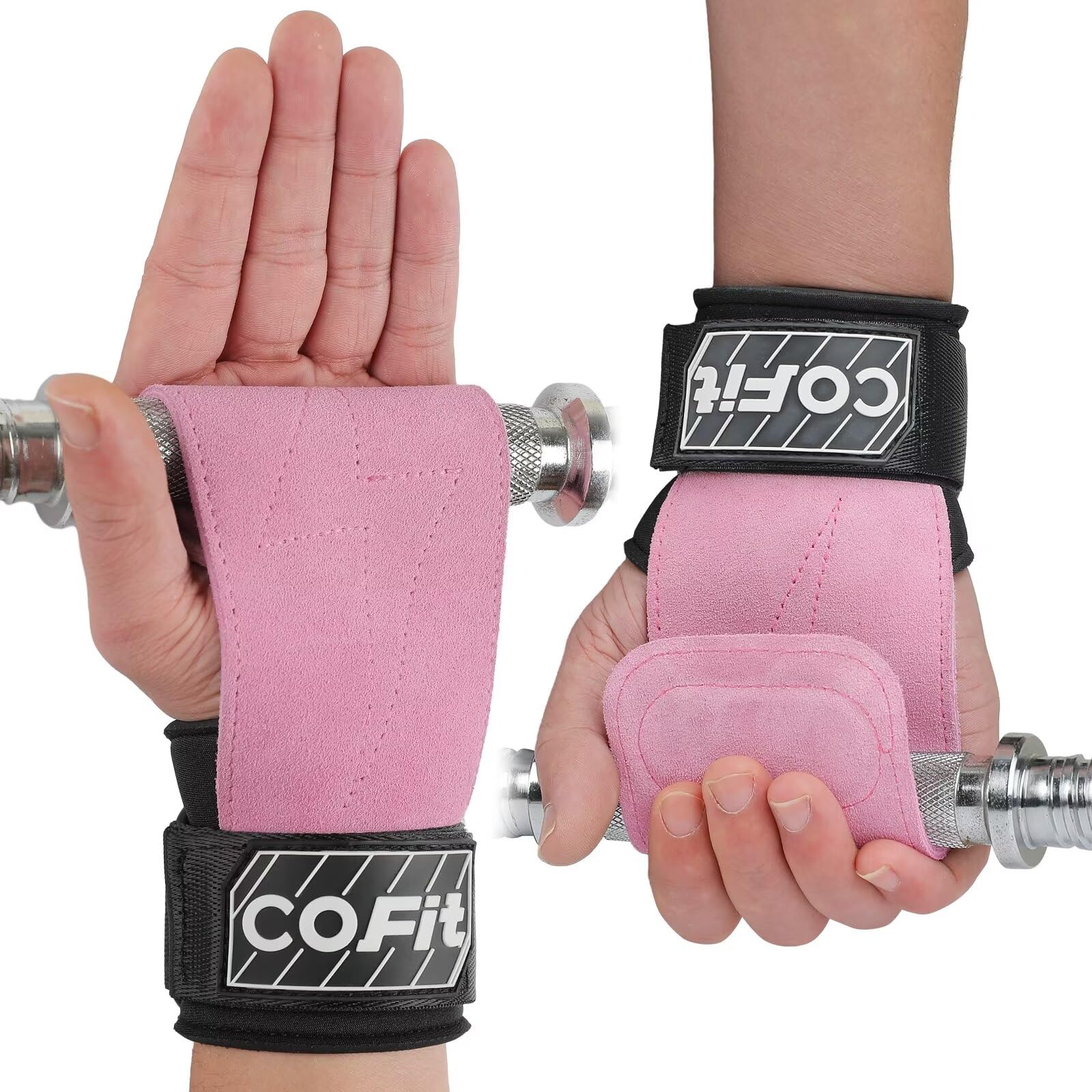 COFIT Cinghie da Polso per Sollevamento Pesi, Fascette da Polso per Allenamento con Doppio Strato di Pelle Oxford, Presa Migliorata per Una Protezione Ottimale di Mano e Polso