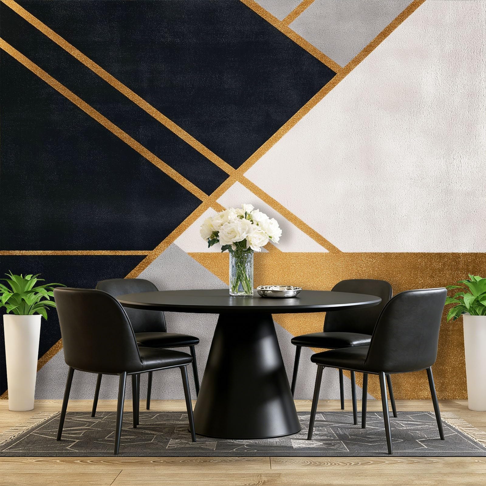 Tapeta 3D z włókniny minimalistyczne linie 350 x 256 cm tapeta ścienna salon sypialnia dekoracja ścienna czarno-biała