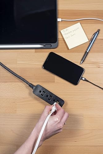 Miniatura 11 de GE Mini cable de extensión de 3 tomas de corriente con múltiples tomas, cable de extensión de cable corto trenzado de 5 pulgadas, cable de extensión