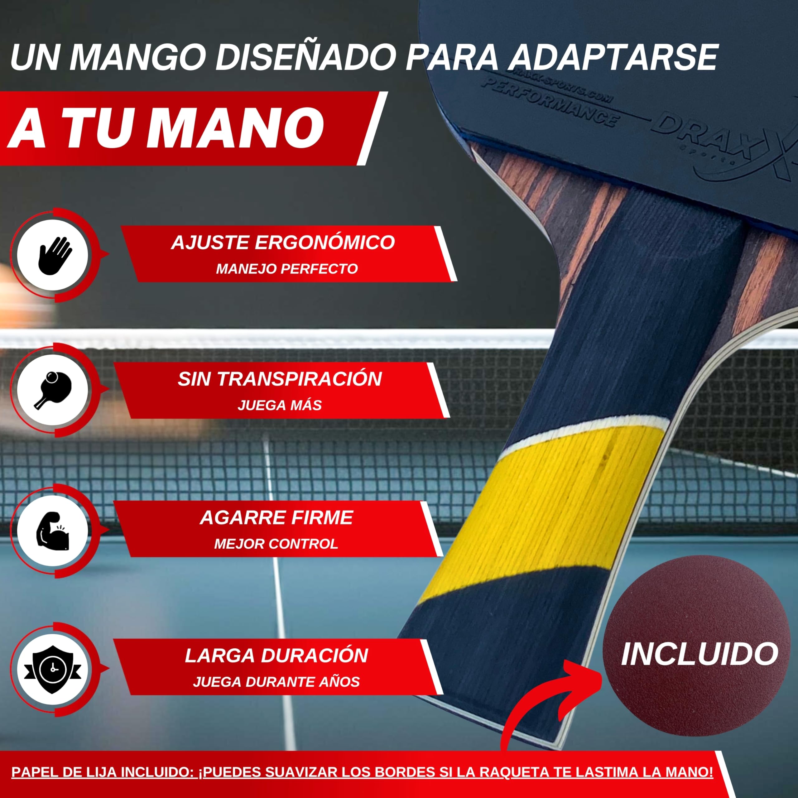 Pala Ping Pong Carbon | Raqueta de Carbono Profesional para un Control inigualable, Giro y Potencia, Ultra Ligera, Esponja de 2 mm y Revestimiento de Alto Rendimiento - 4