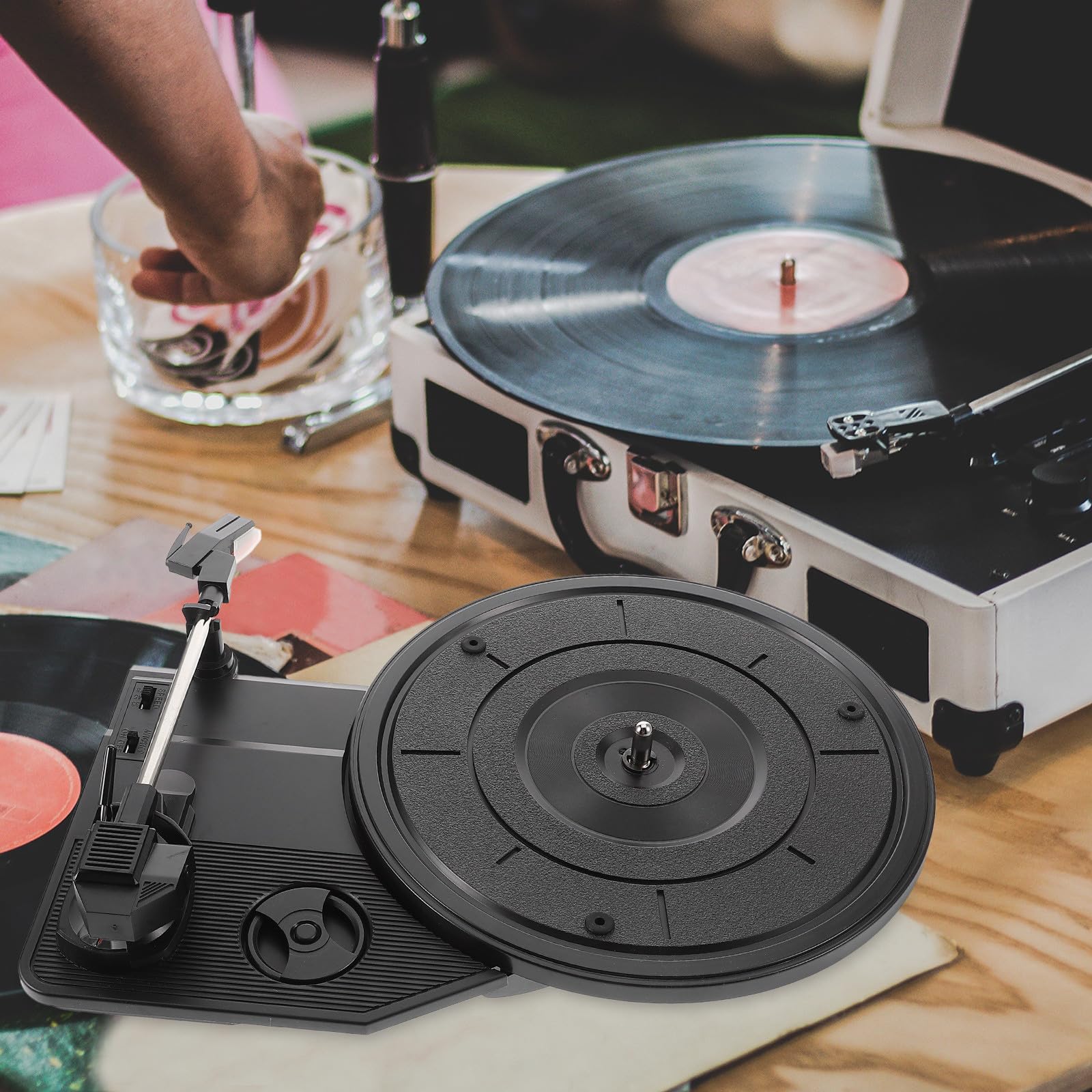 Movimento per Giradischi Vintage Nero in Plastico, Stile Classico | Tecnologia Avanzata del Piatto, Resistente All’usura, per Principianti e Amanti della Musica