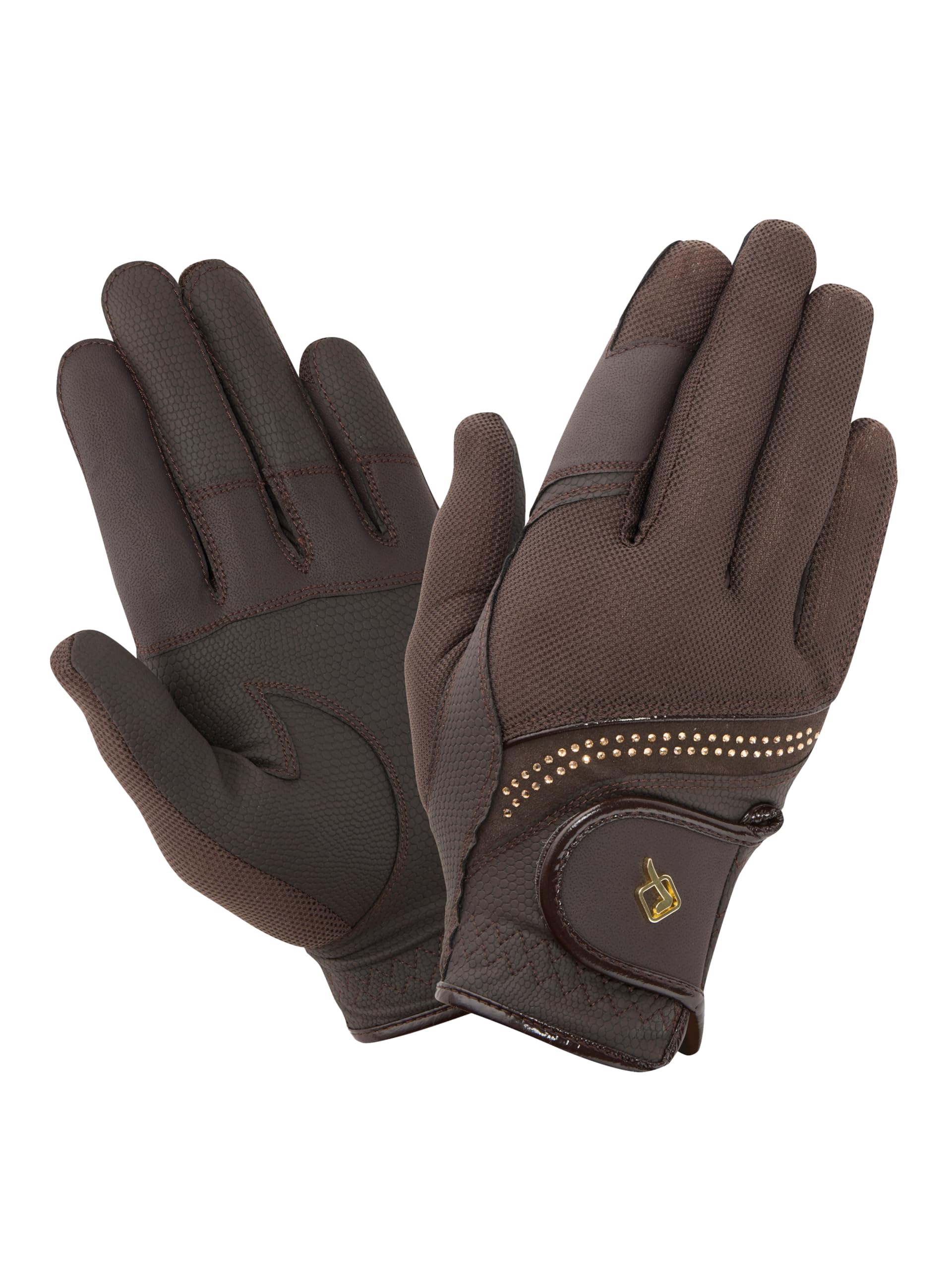 LeMieux Crystal Gloves - Equestrian Horse Riding Gloves - Espresso - XSmall