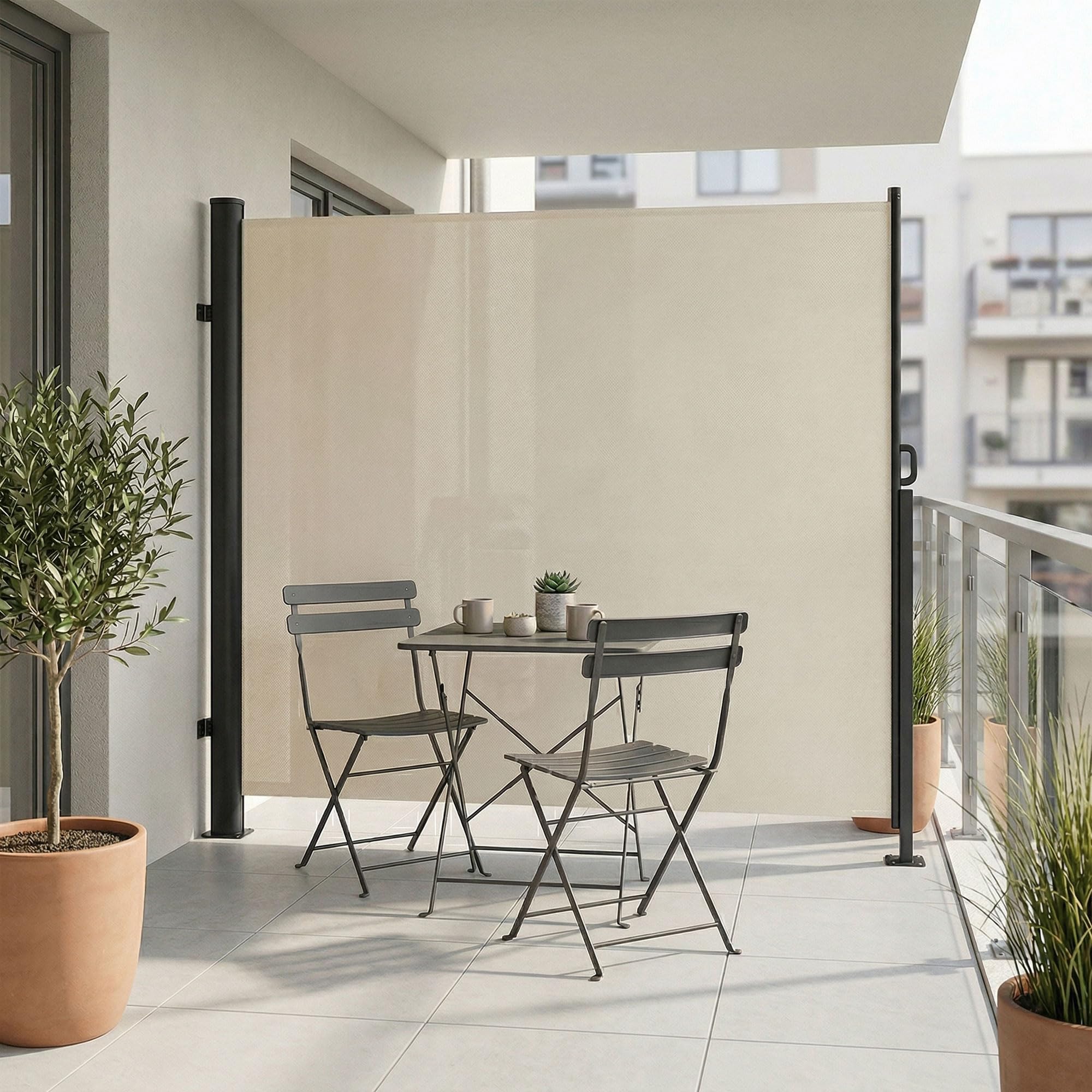 Tenda laterale avvolgibile parasole frangivento 180x300cm alluminio inossidabile separè divisore giardino privacy beige